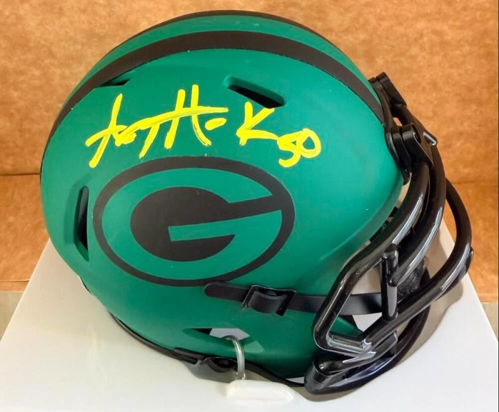 AJ HAWK #50 GREEN BAY PACKERS SIGNED RAVE MINI HELMET BECKETT AUTH