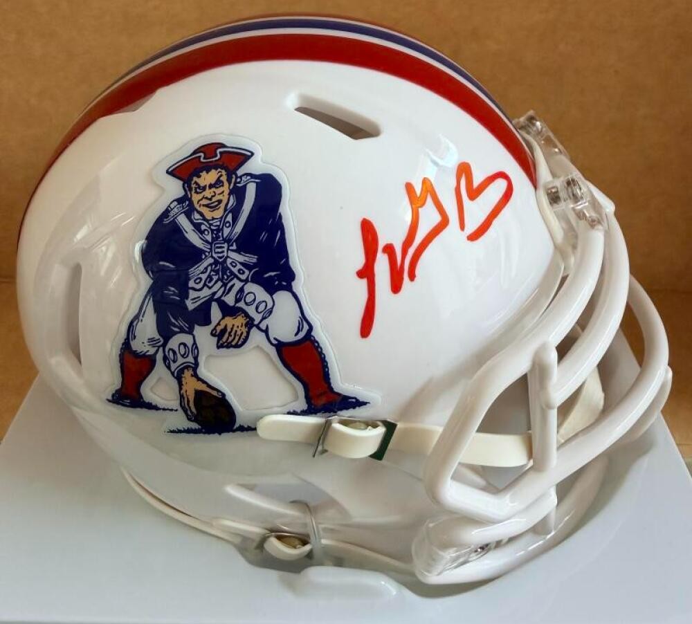 LEGARRETTE BLOUNT NEW ENGLAND PATRIOTS SIGNED THROWBACK MINI HELMET JSA
