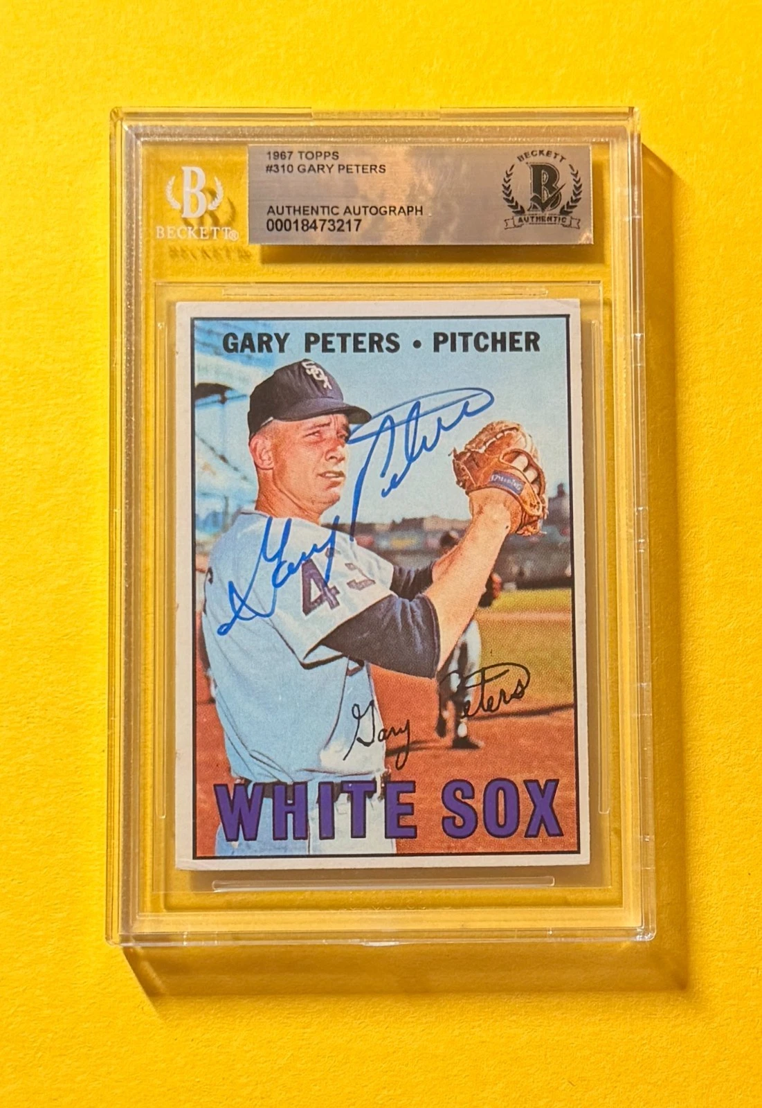 1967 TOPPS GARY PETERS #310 SIGNED AUTO CARD BECKETT AUTHENTIC WHITE SOX