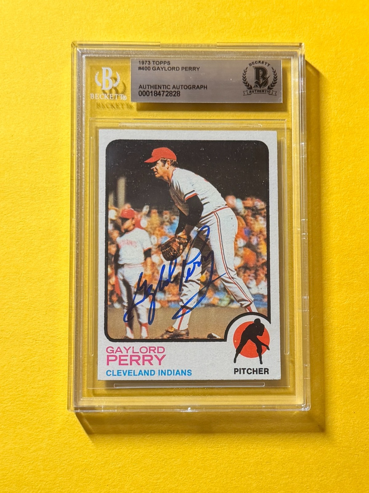 1973 TOPPS GAYLORD PERRY #400 SIGNED AUTO CARD BECKETT AUTHENTIC CLEVELAND