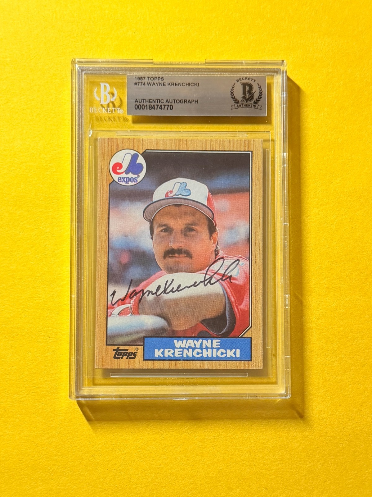 1987 TOPPS WAYNE KRENCHICKI #714 SIGNED AUTO CARD BECKETT AUTHENTIC EXPOS