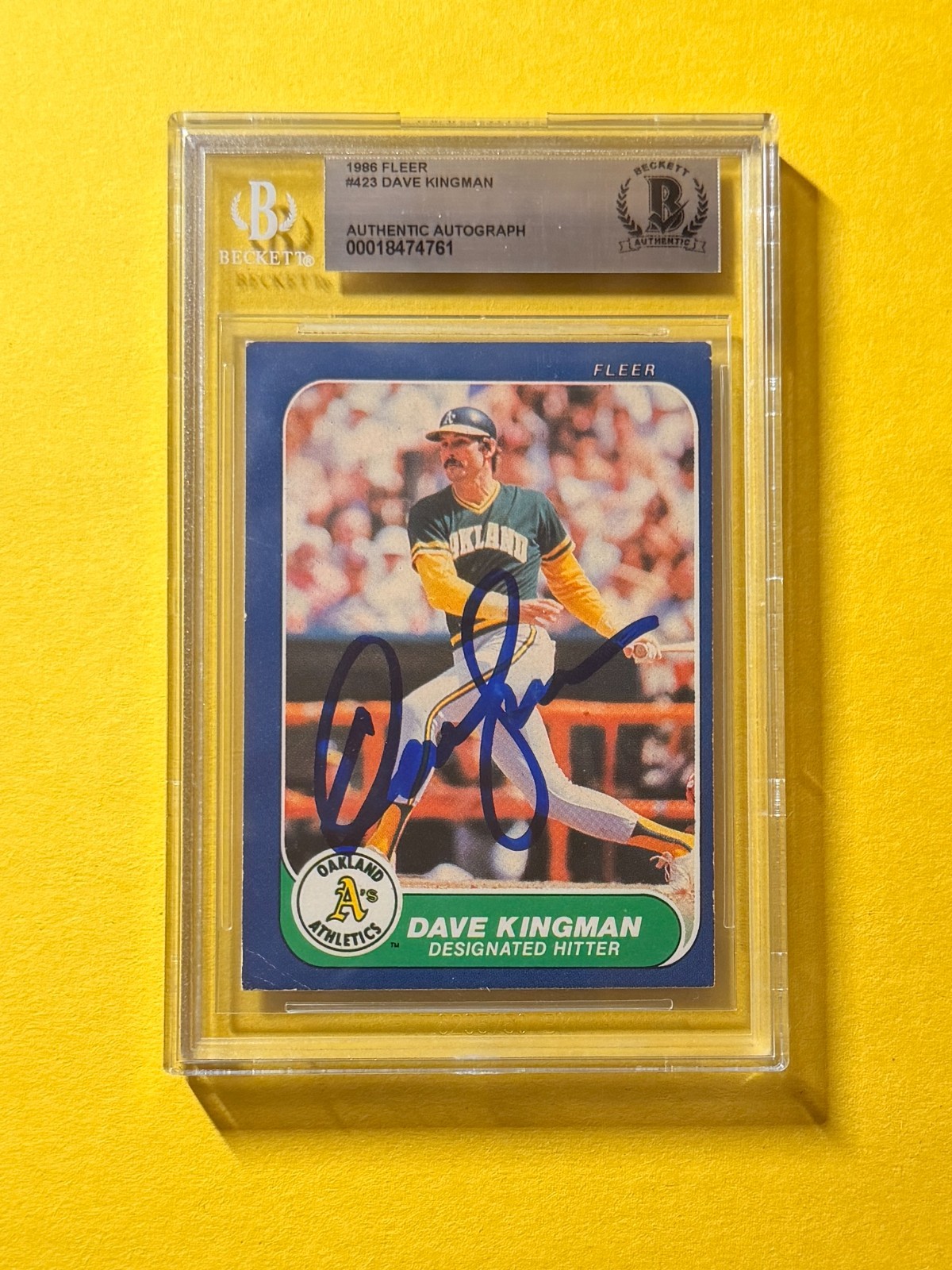 1986 FLEER DAVE KINGMAN #23 SIGNED AUTO CARD BECKETT AUTHENTIC ATHLETICS