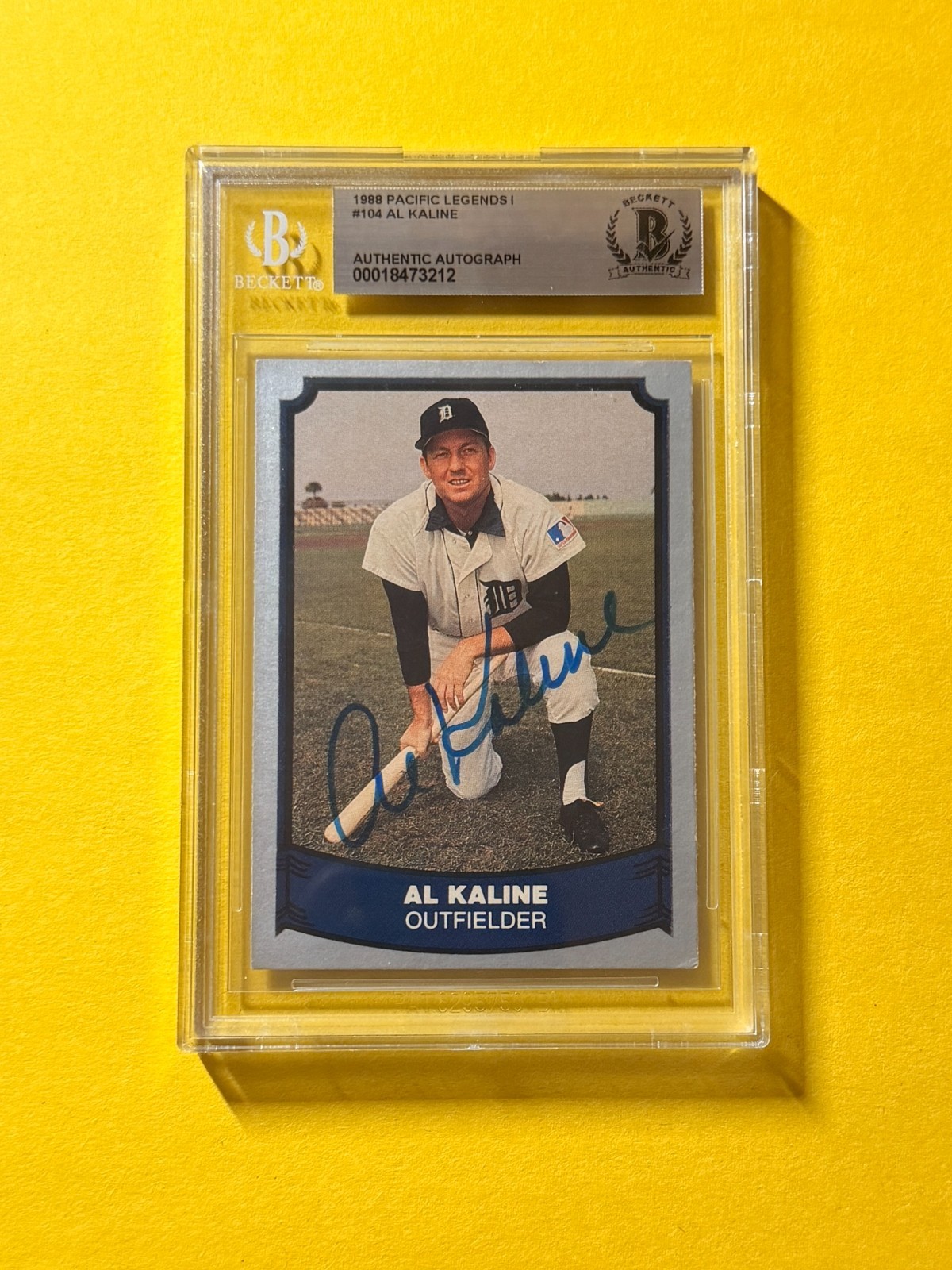 1988 PACIFIC LEGENDS 1 AL KALINE #104 SIGNED AUTO CARD BECKETT AUTHENTIC TIGERS