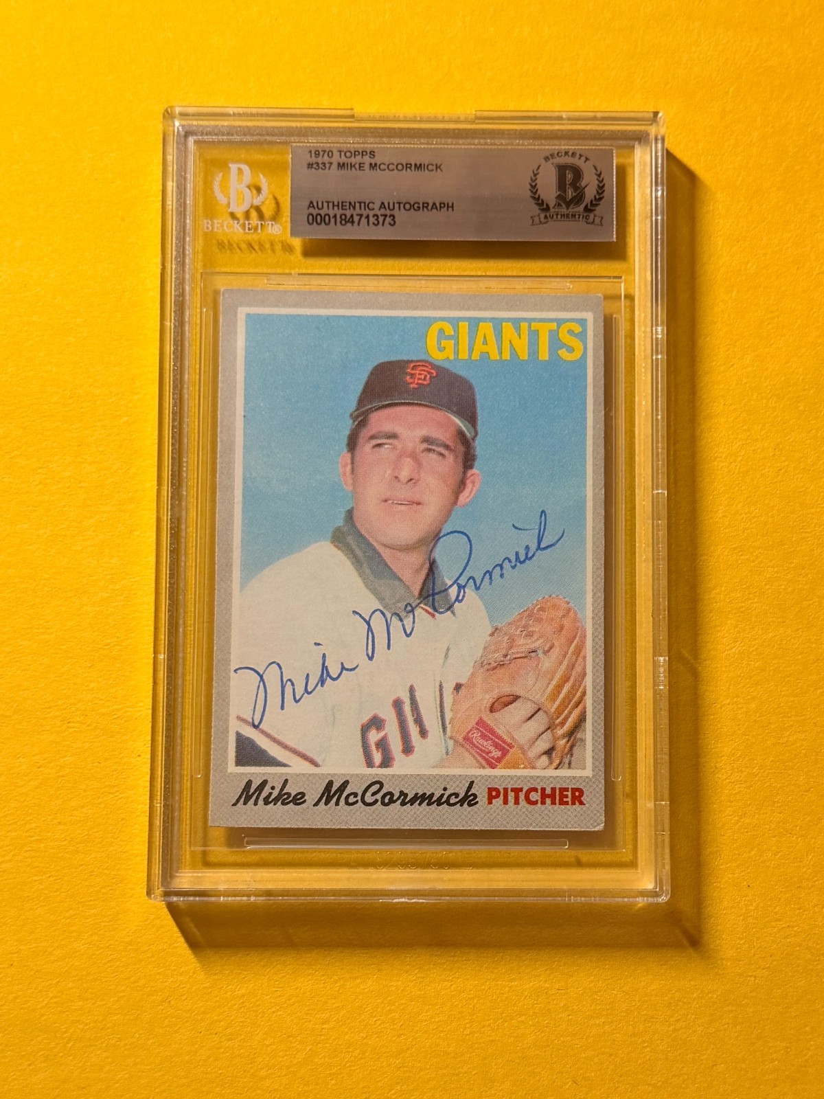 1970 TOPPS MIKE MCCORMICK #337 SIGNED AUTO CARD BECKETT AUTHENTIC GIANTS
