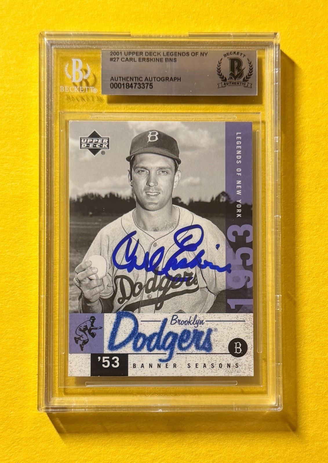 2001 UPPER DECK CARL ESKRINE  #27 SIGNED AUTO CARD BECKETT AUTHENTIC DODGERS
