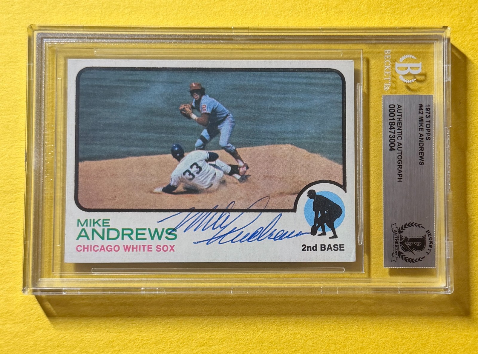 1973 TOPPS MIKE ANDREWS #42 SIGNED AUTO CARD BECKETT AUTHENTIC WHITE SOX