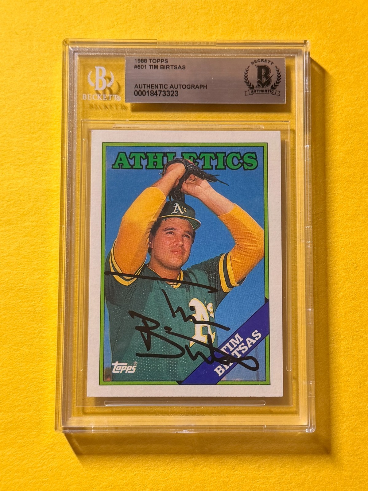 1988 TOPPS TIM BIRTSAS #501 SIGNED AUTO CARD BECKETT AUTHENTIC ATHLETICS
