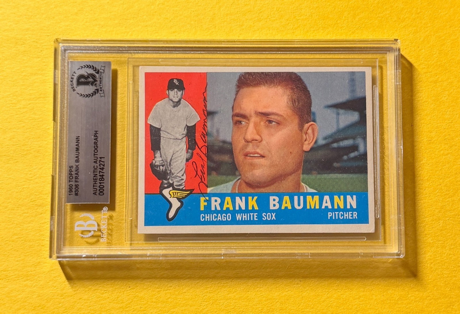 1960 TOPPS FRANK BAUMANN #306 SIGNED AUTO CARD BECKETT AUTHENTIC WHITE SOX