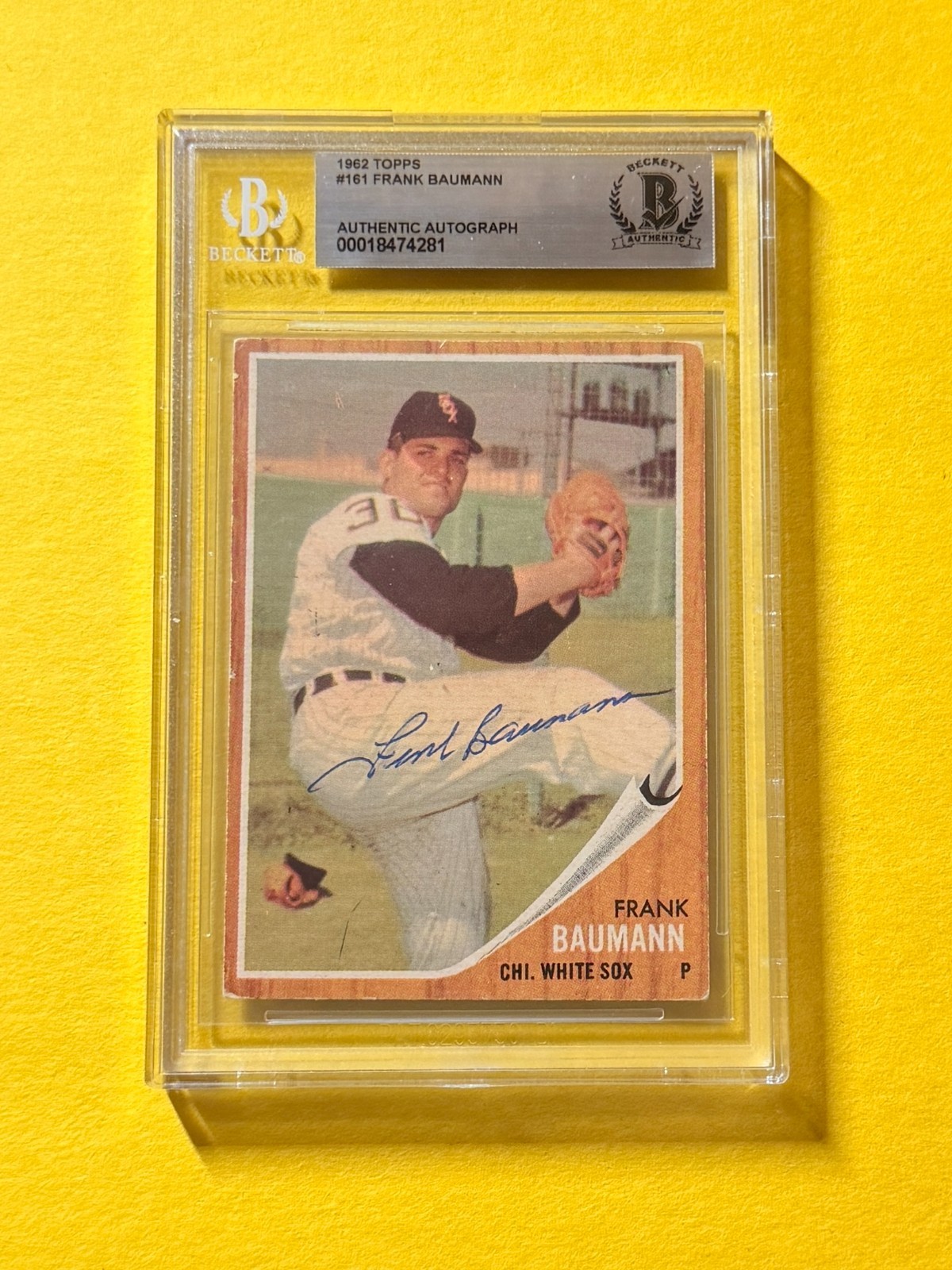 1962 TOPPS FRANK BAUMANN #161 SIGNED AUTO CARD BECKETT AUTHENTIC WHITE SOX