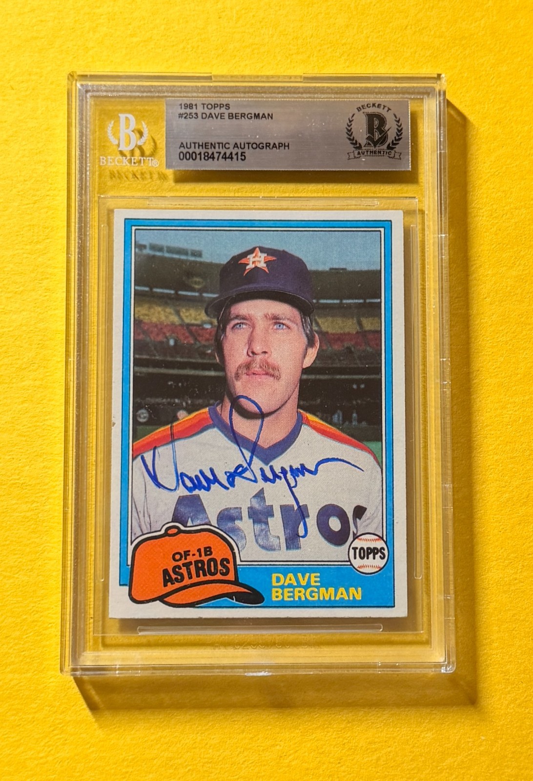 1981 TOPPS DAVE BERGMAN #253 SIGNED AUTO CARD BECKETT AUTHENTIC ASTROS