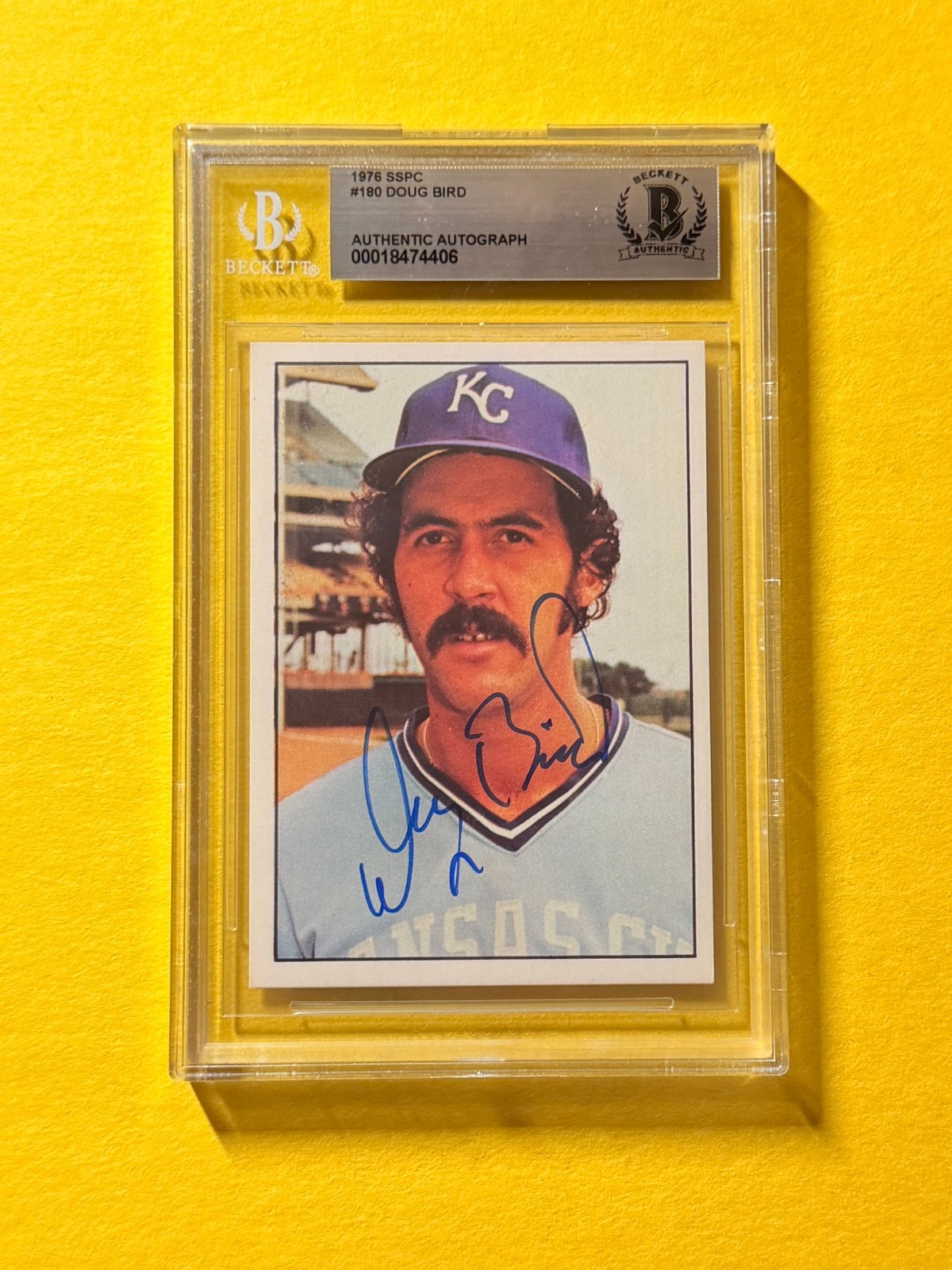 1976 SSPC DOUG BIRD #180 SIGNED AUTO CARD BECKETT AUTHENTIC ROYALS