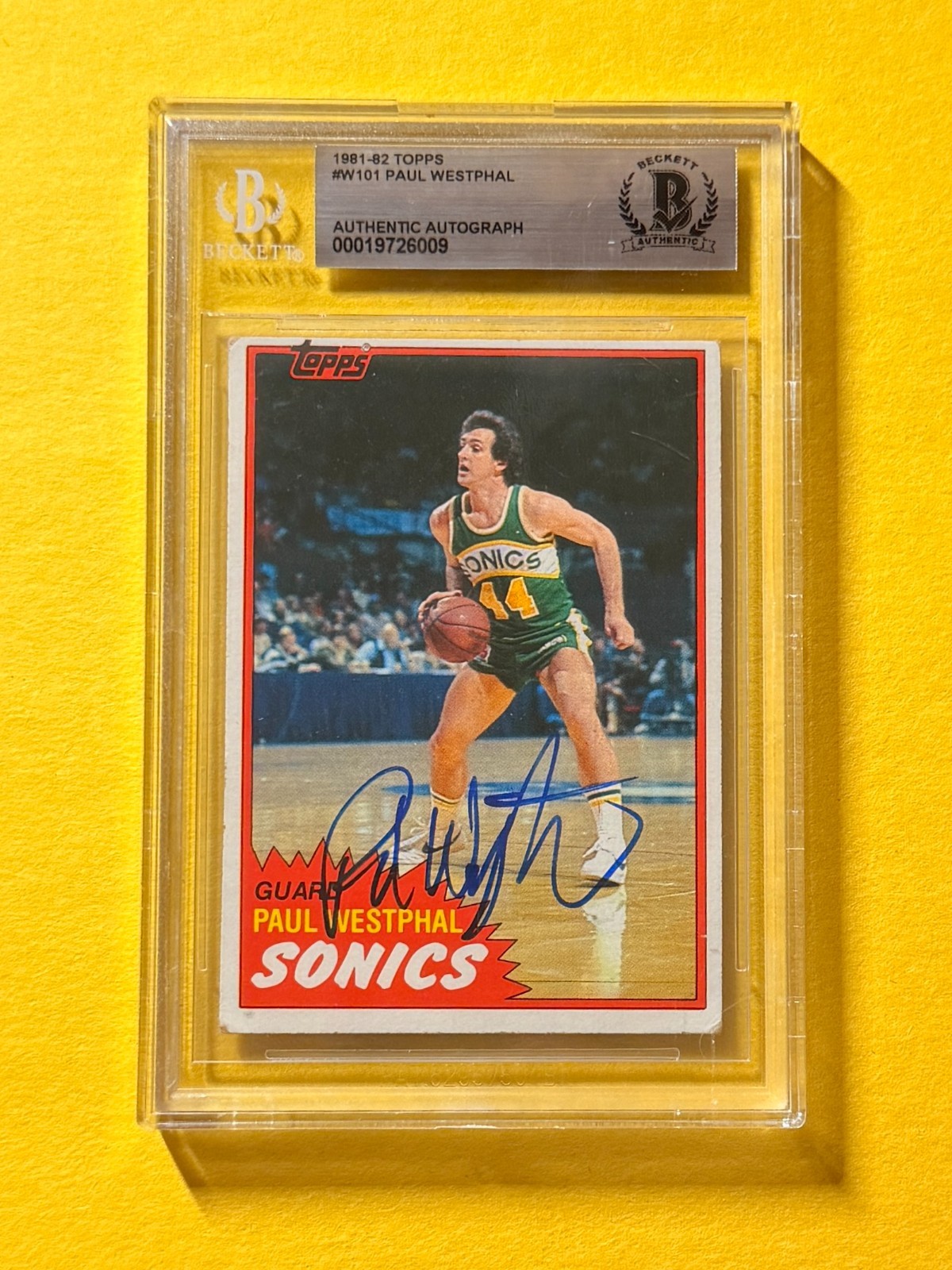 1981-82 TOPPS PAUL WESTPHAL #W101 SIGNED AUTO CARD BECKETT AUTHENTIC SONICS