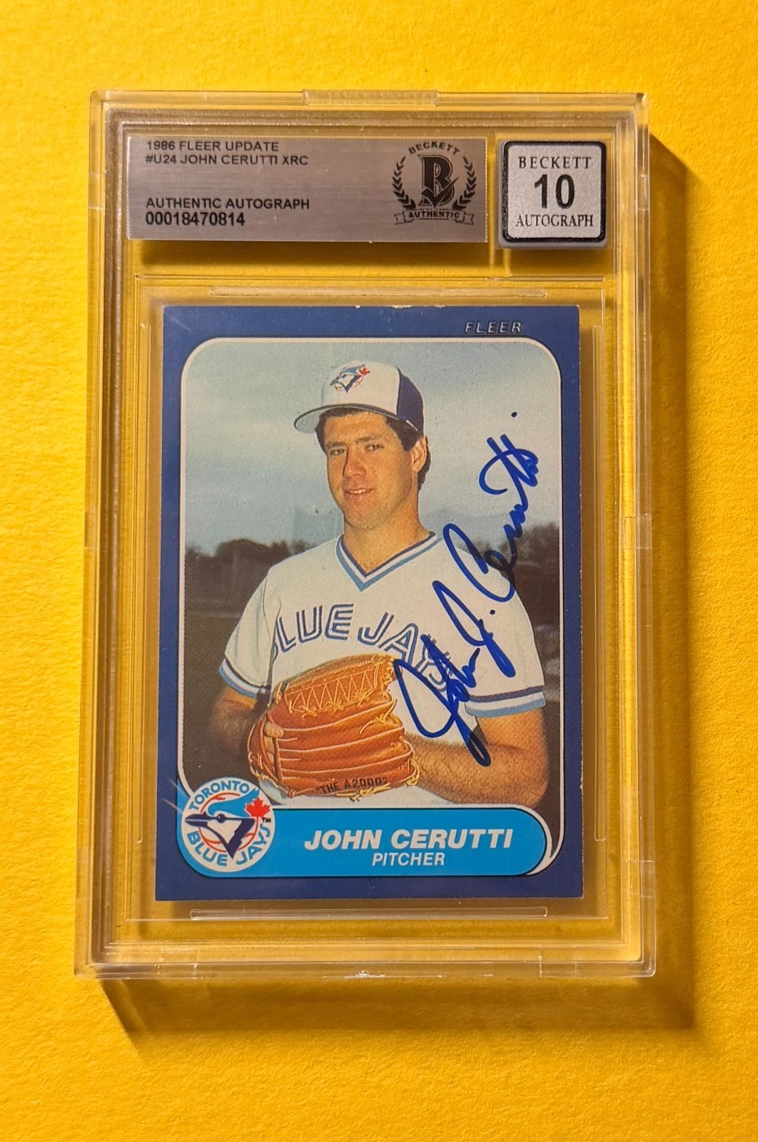 1986 FLEER UPDATE JOHN CERUTTI XRC #U24 SIGNED AUTO CARD BECKETT 10 AUTHENTIC