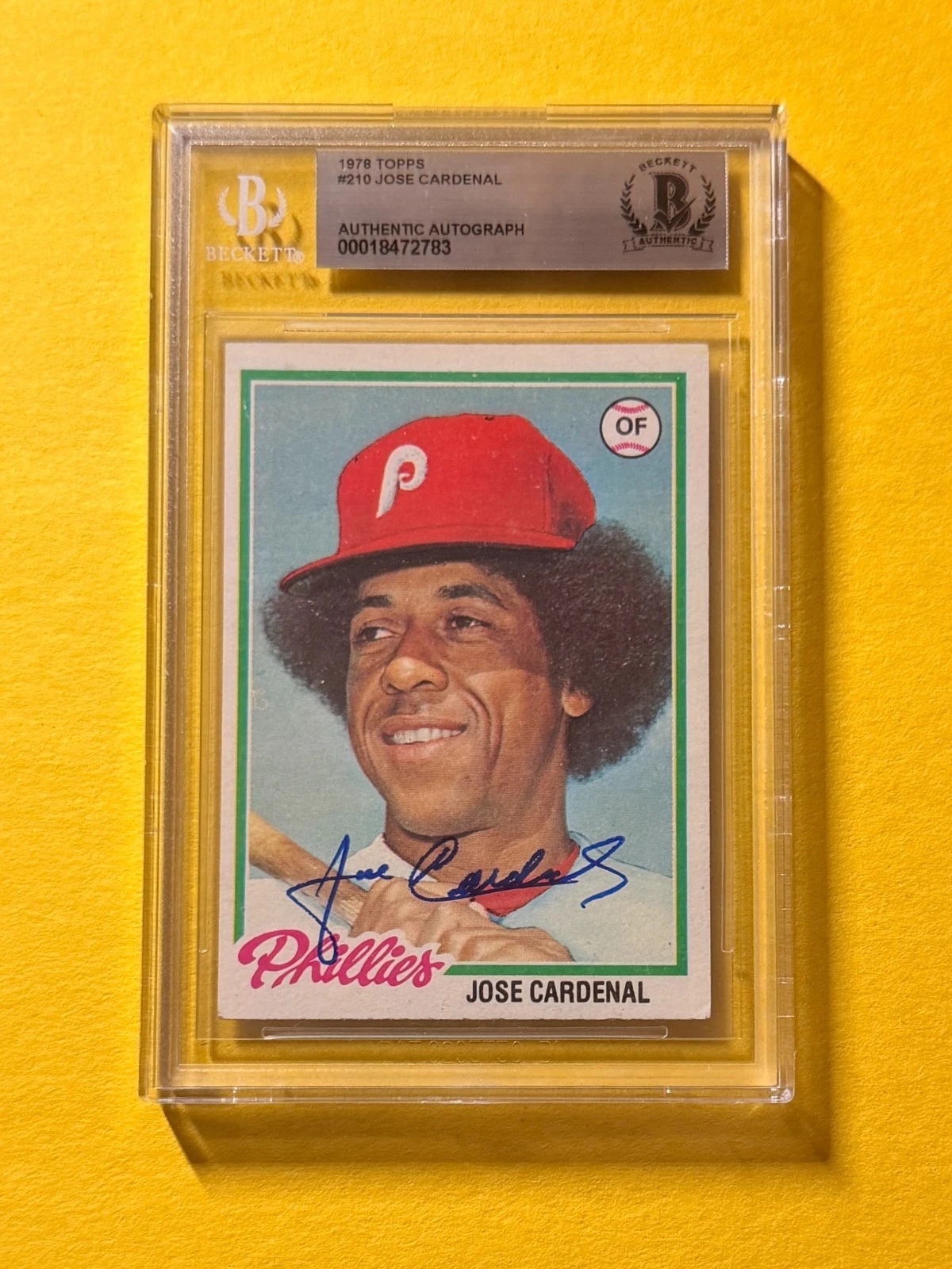 1978 TOPPS JOSE CARDENAL #210 SIGNED AUTO CARD BECKETT AUTHENTIC PHILLIES