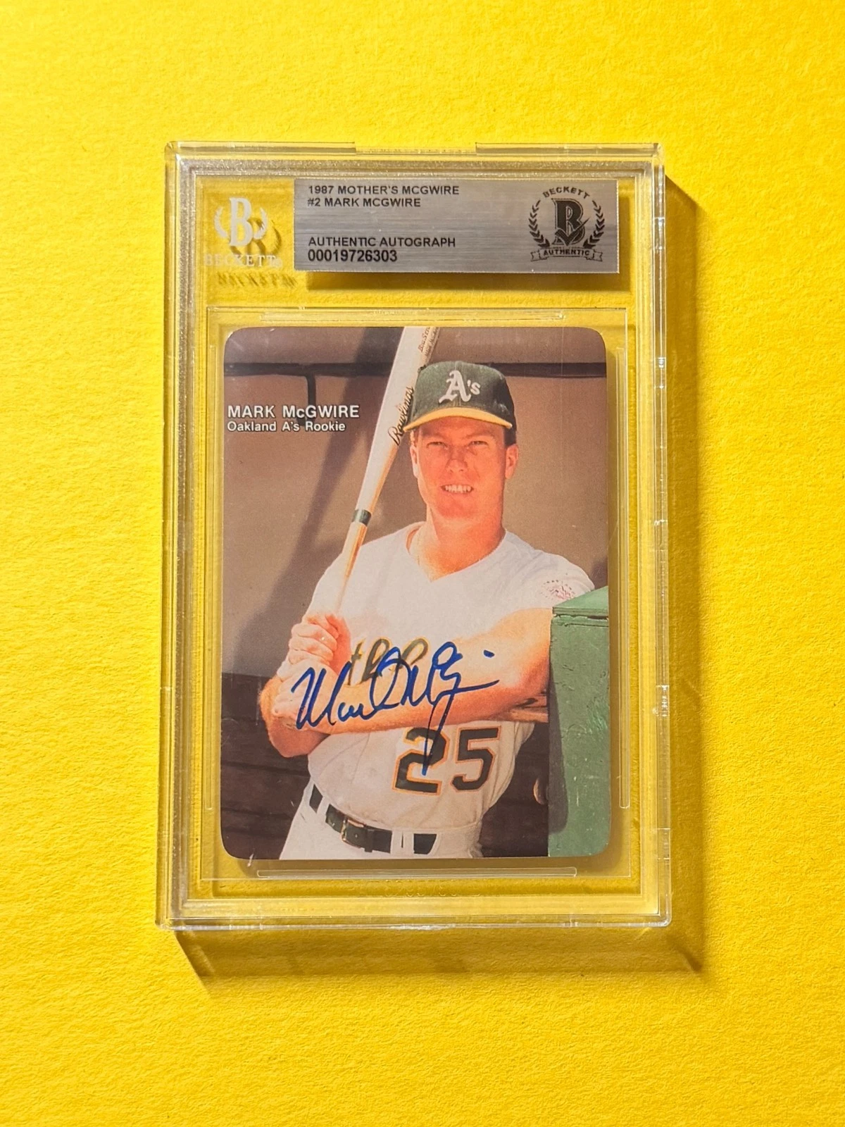 1987 MOTHER'S MARK MCGWIRE #25 SIGNED AUTO CARD BECKETT ATHLETICS