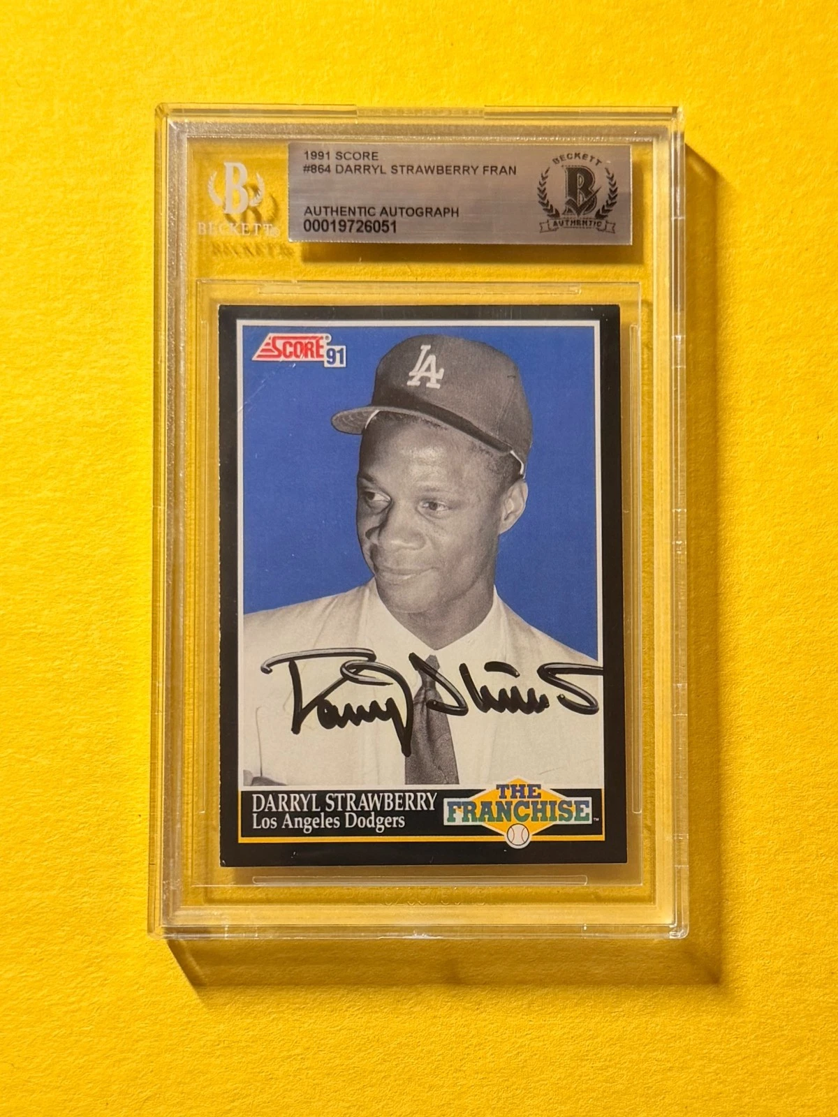 1991 SCORE DARRYL STRAWBERRY FRANCHISE #864 SIGNED AUTO CARD BECKETT AUTHENTIC