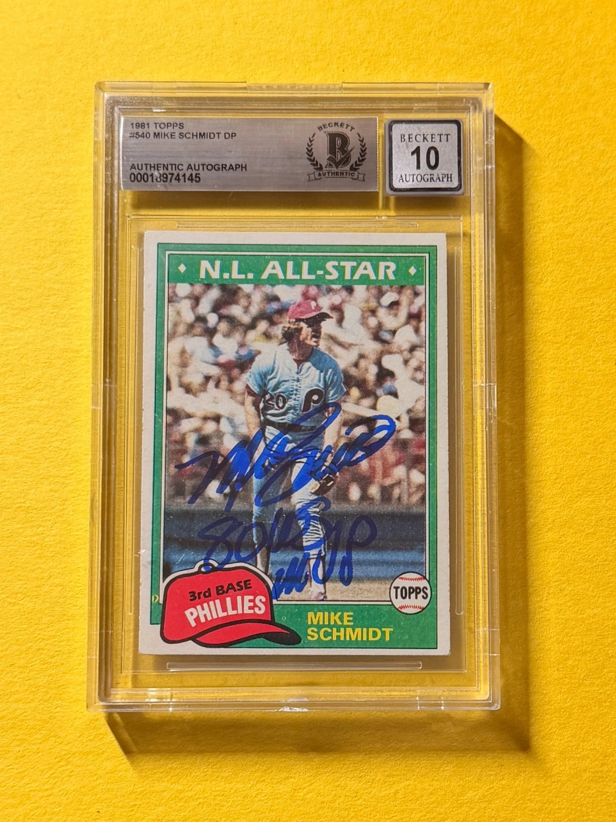 1981 TOPPS MIKE SCHMIDT DP #540 SIGNED AUTO CARD BECKETT 10 AUTH 