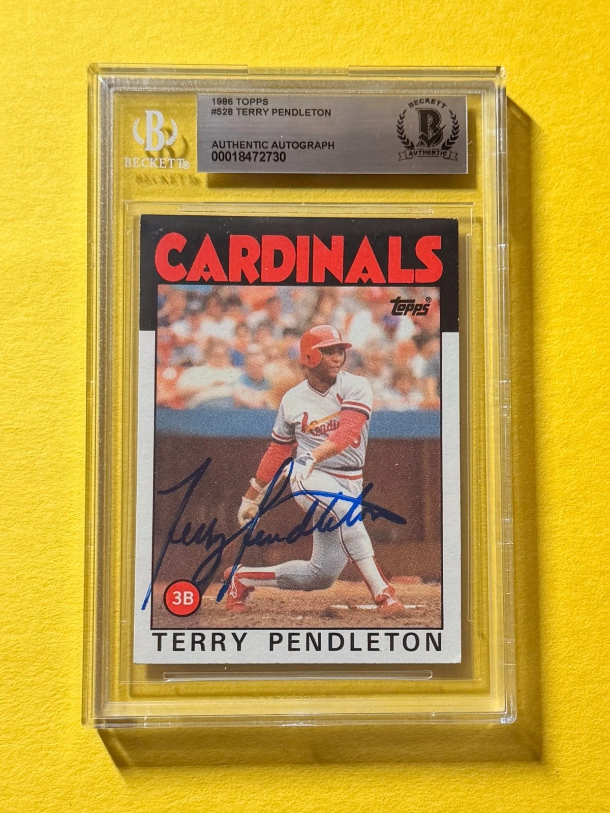 1986 TOPPS TERRY PENDLETON #528 SIGNED AUTO CARD BECKETT CARDINALS