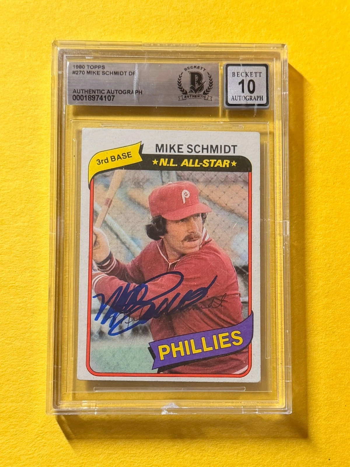 1980 TOPPS MIKE SCHMIDT DP #270 SIGNED AUTO CARD BECKETT 10 AUTHENTIC