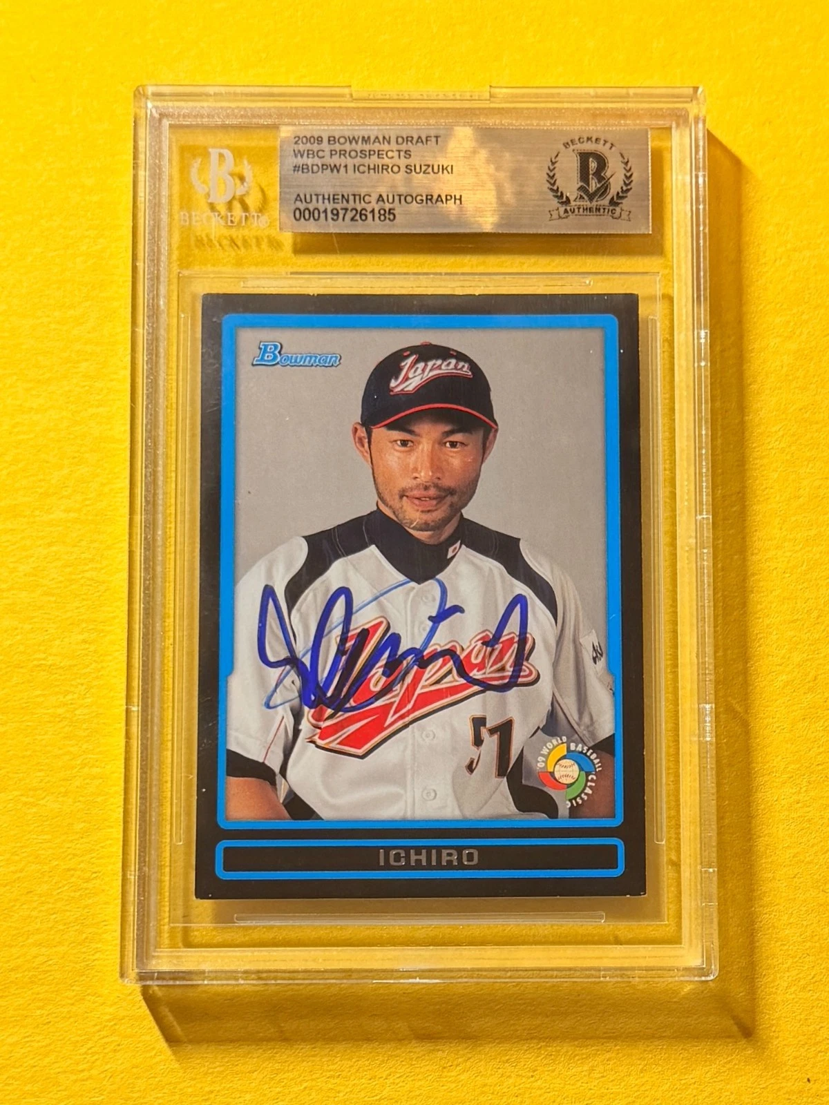 2009 BOWMAN DRAFT ICHIRO #BDPW1 SIGNED AUTO CARD BECKETT AUTHENTIC JAPAN