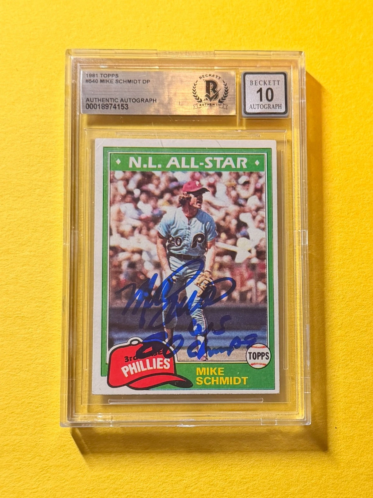 1981 TOPPS MIKE SCHMIDT DP #540 SIGNED AUTO CARD BECKETT 10 AUTH 