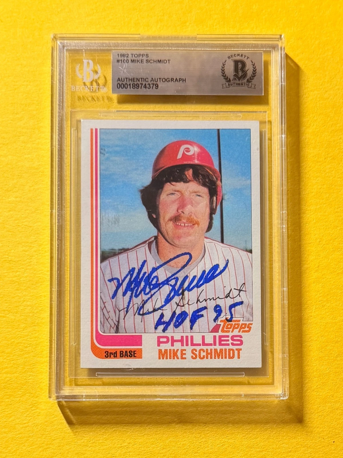 1982 TOPPS MIKE SCHMIDT #100 SIGNED AUTO CARD BECKETT AUTHENTIC 