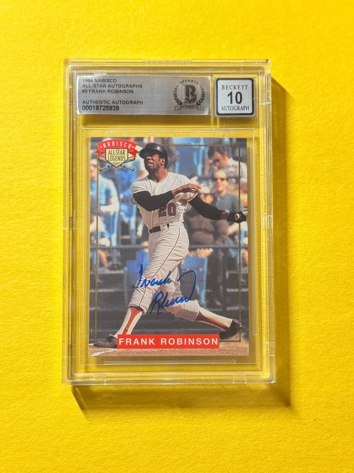 1994 NABISCO ALL-STAR AUTOS FRANK ROBINSON #3 SIGNED AUTO CARD BECKETT 10 AUTH