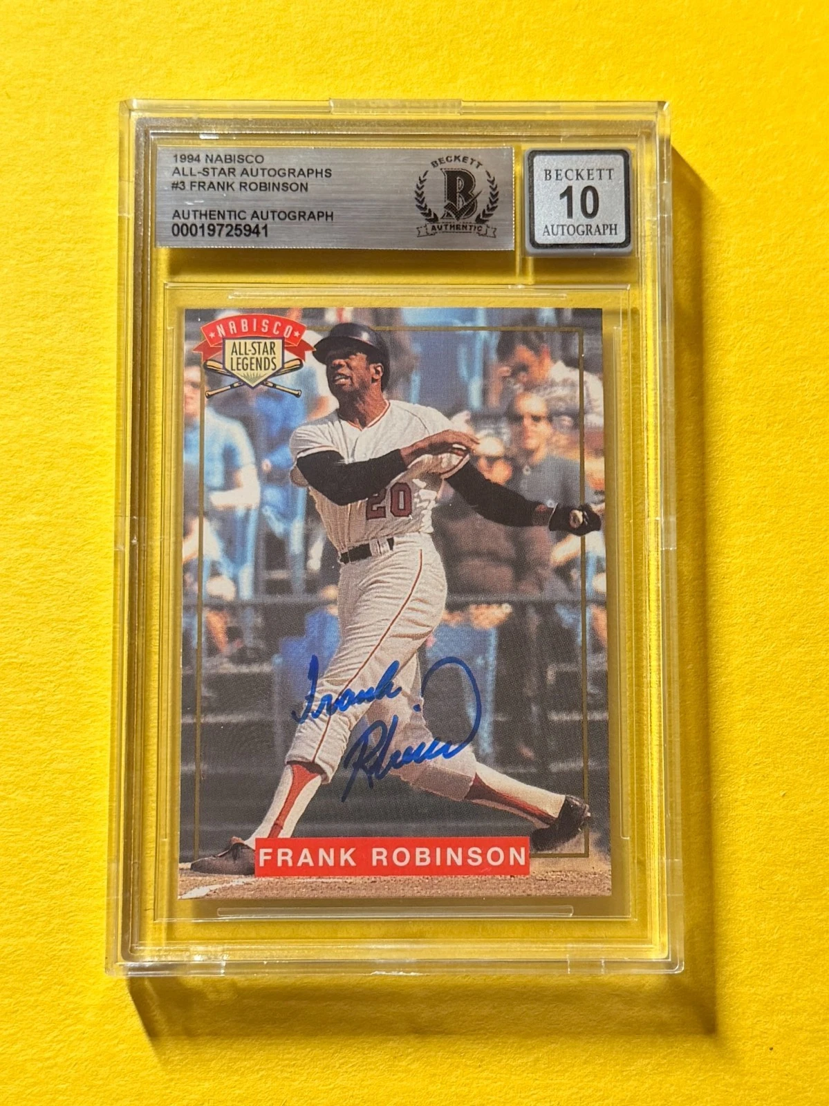 1994 NABISCO ALL-STAR AUTOS FRANK ROBINSON #3 SIGNED AUTO CARD BECKETT 10 AUTH