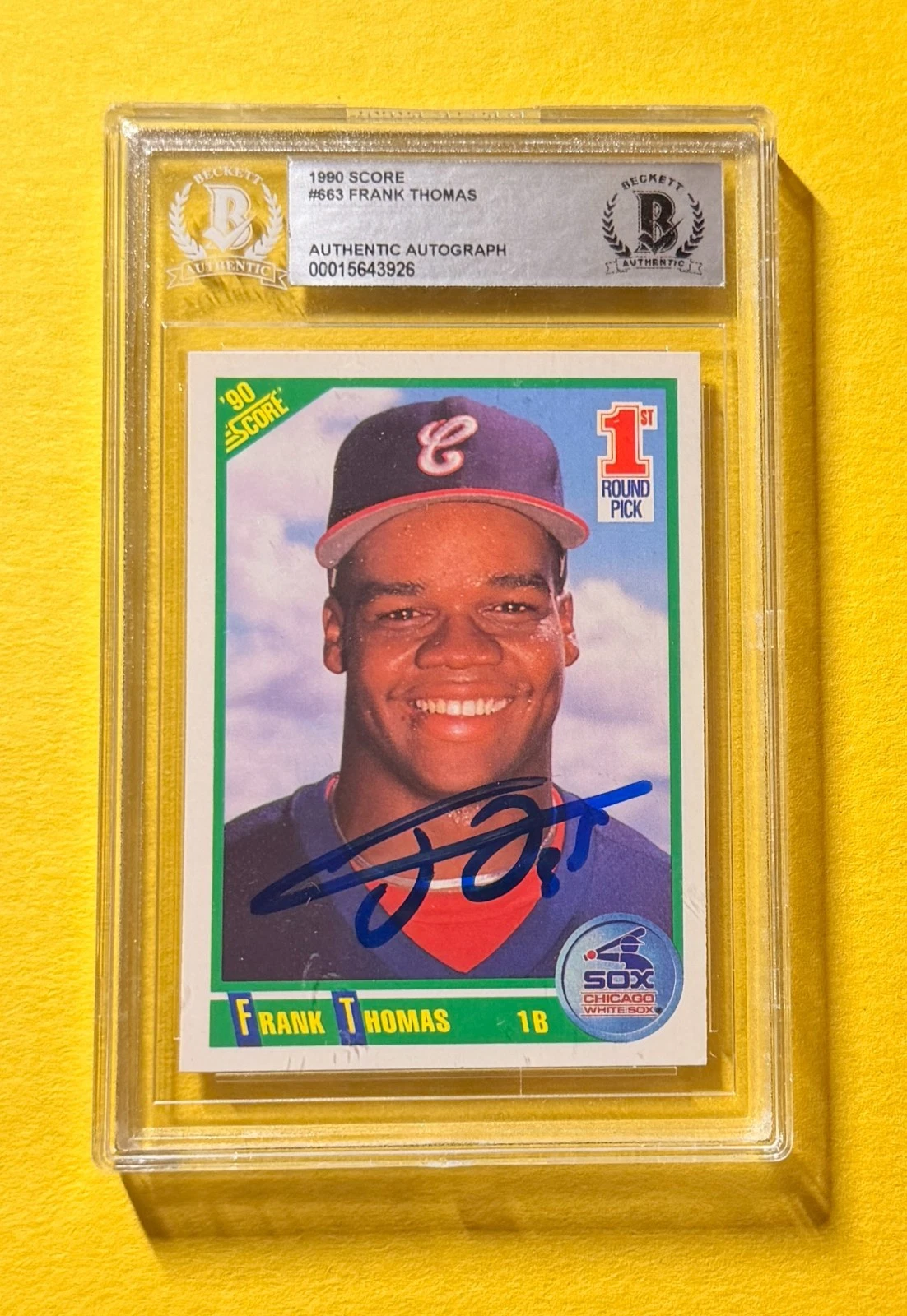 1990 SCORE FRANK THOMAS #663 SIGNED AUTO CARD BECKETT AUTHENTIC WHITE SOX