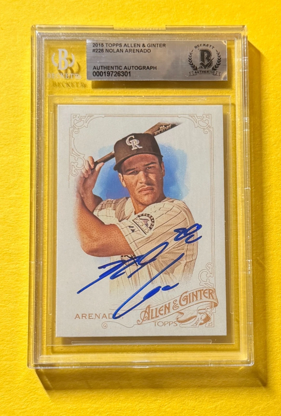 2015 TOPPS A&G NOLAN ARENADO #226 SIGNED AUTO CARD BECKETT AUTHENTIC ROCKIES