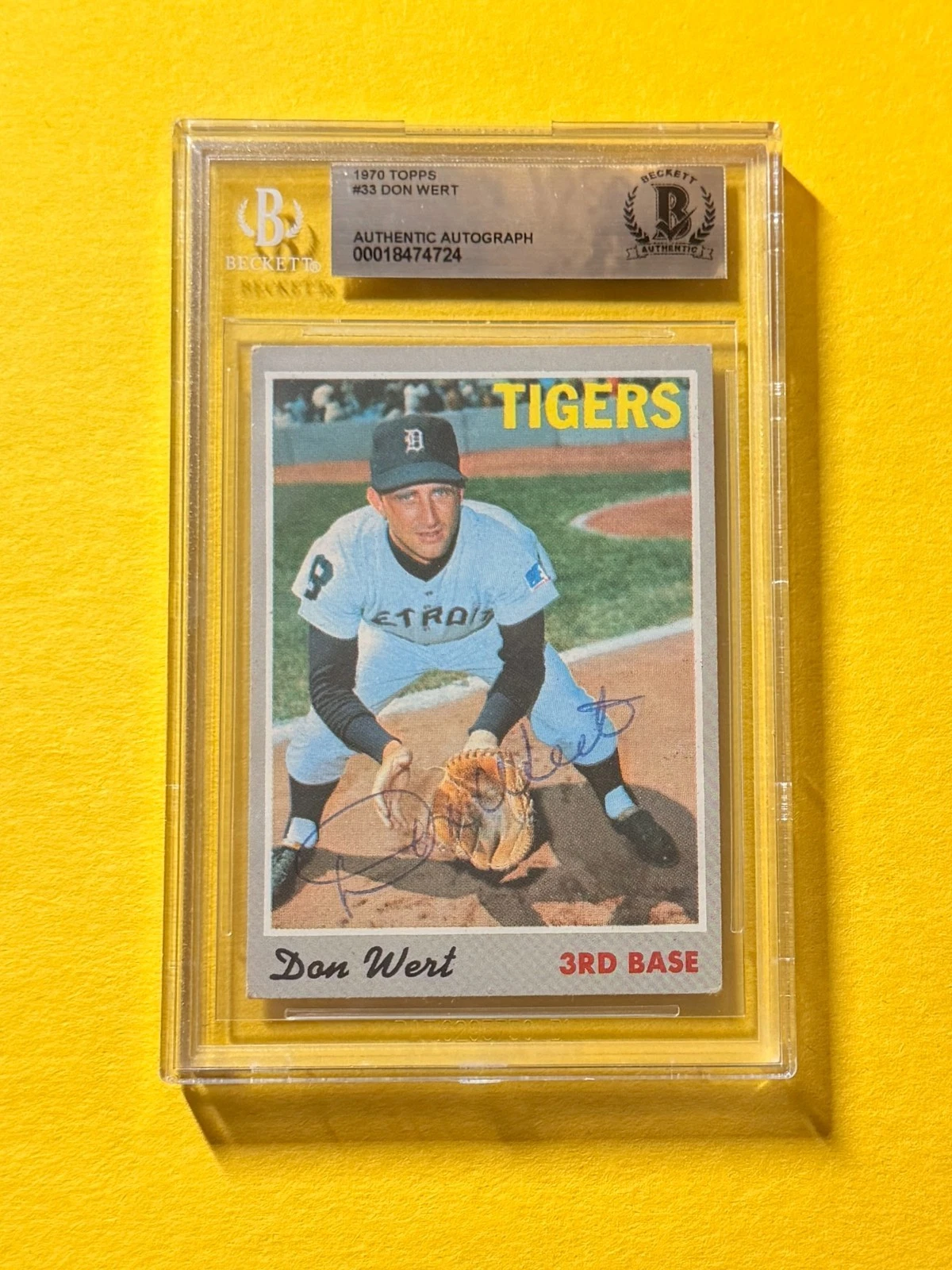 1970 TOPPS DON WEST #33 SIGNED AUTO CARD BECKETT AUTHENTIC TIGERS