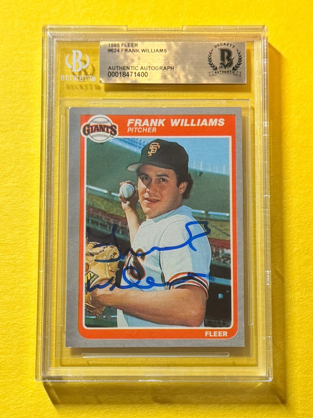 1985 FLEER FRANK WILLIAMS #624 SIGNED AUTO CARD BECKETT AUTH GIANTS