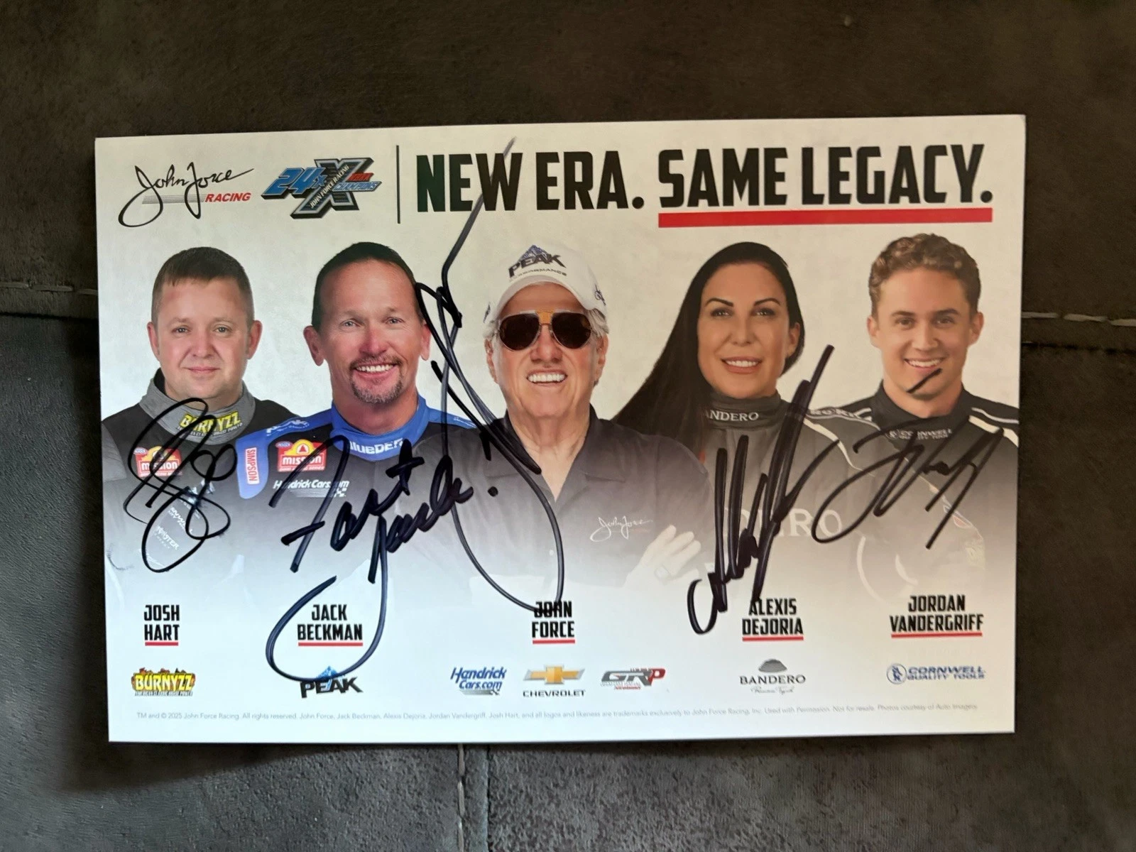 John Force Josh Hart Jack Beckman Alexis Dejoria JV Signed Promo Card 2026 JFR