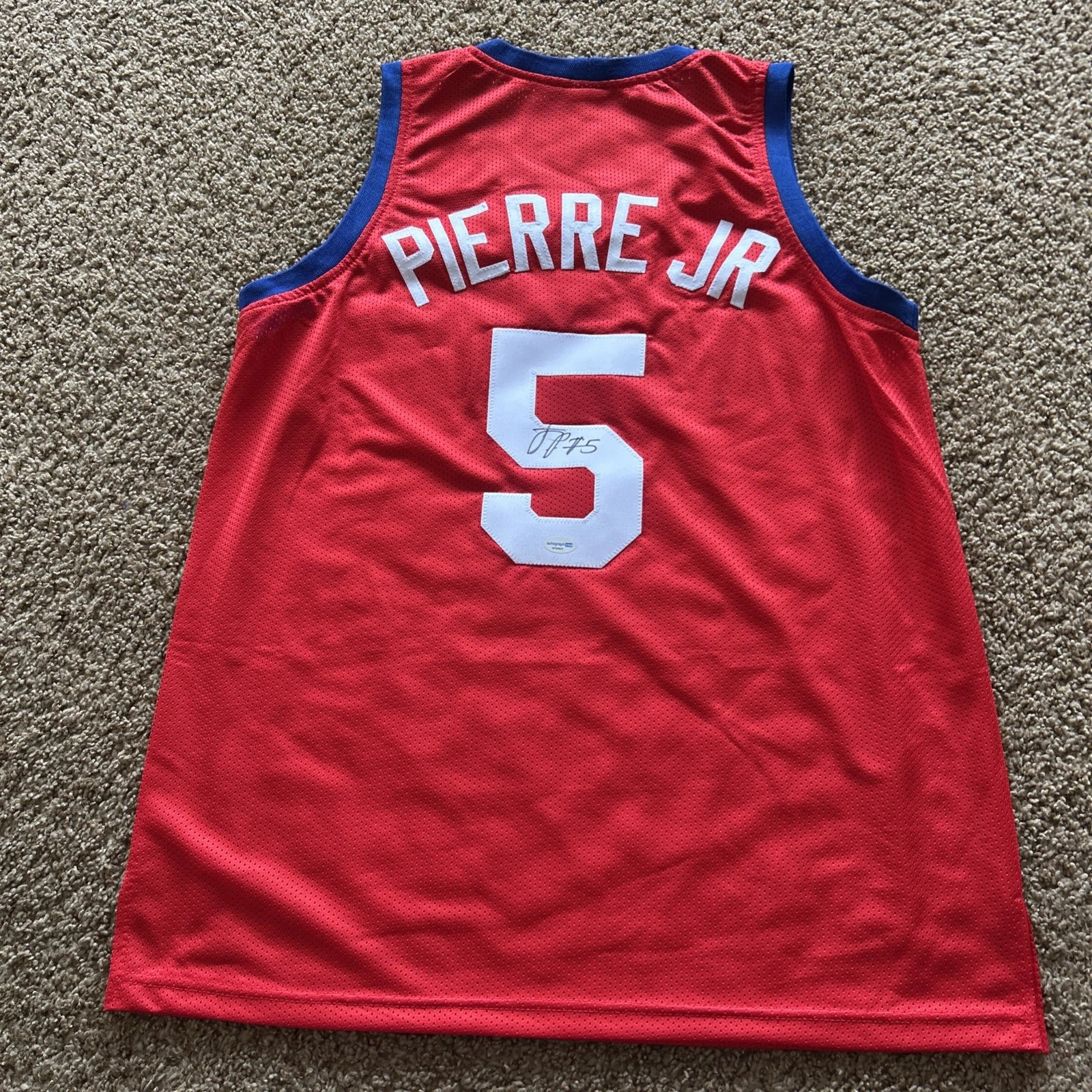 SMU MUSTANGS- JARON PIERRE JR SIGNED AUTOGRAPH JERSEY ACOA BASKETBALL