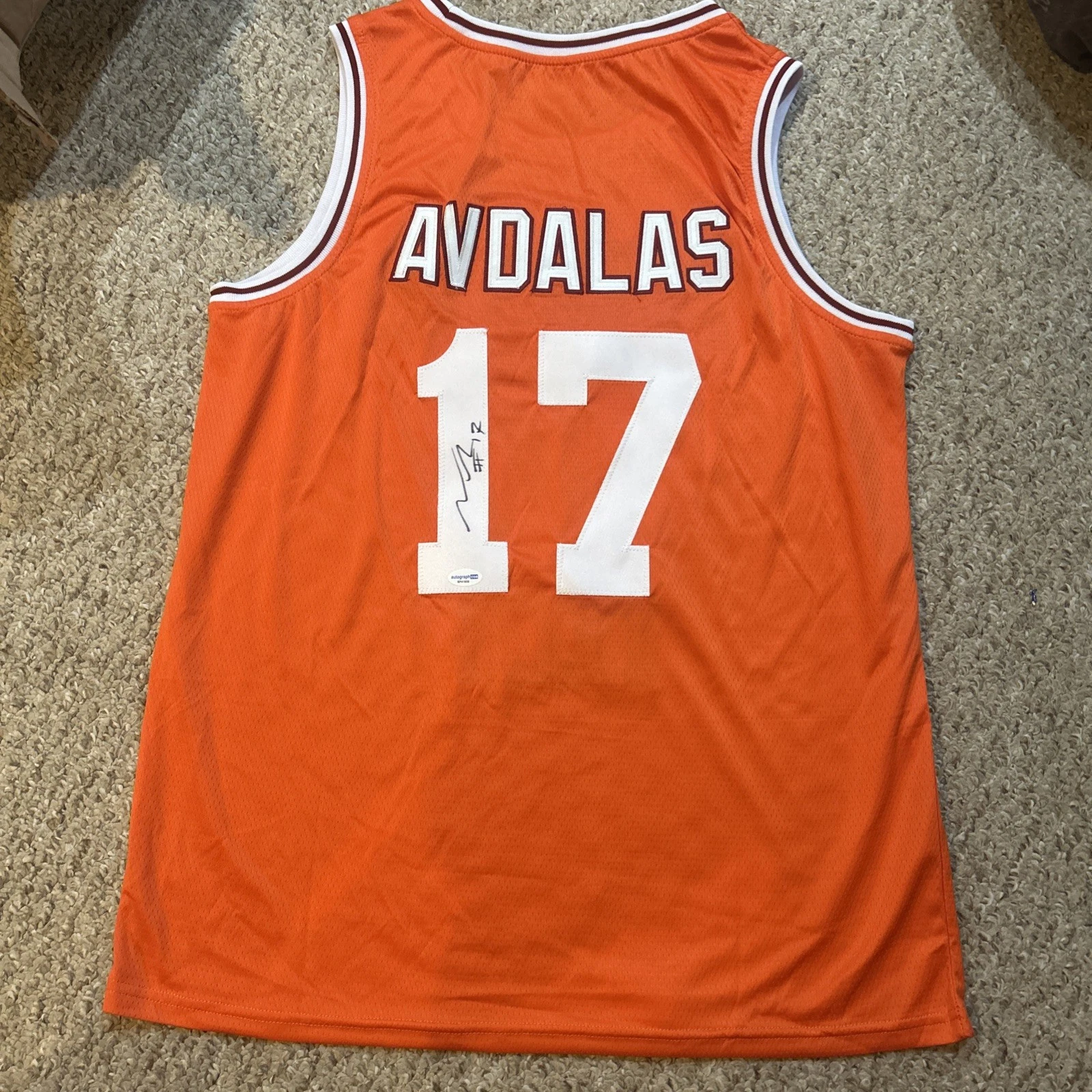 VIRGINIA TECH HOKIES- NEOKLIS AVDALAS SIGNED AUTOGRAPH JERSEY ACOA BASKETBALL