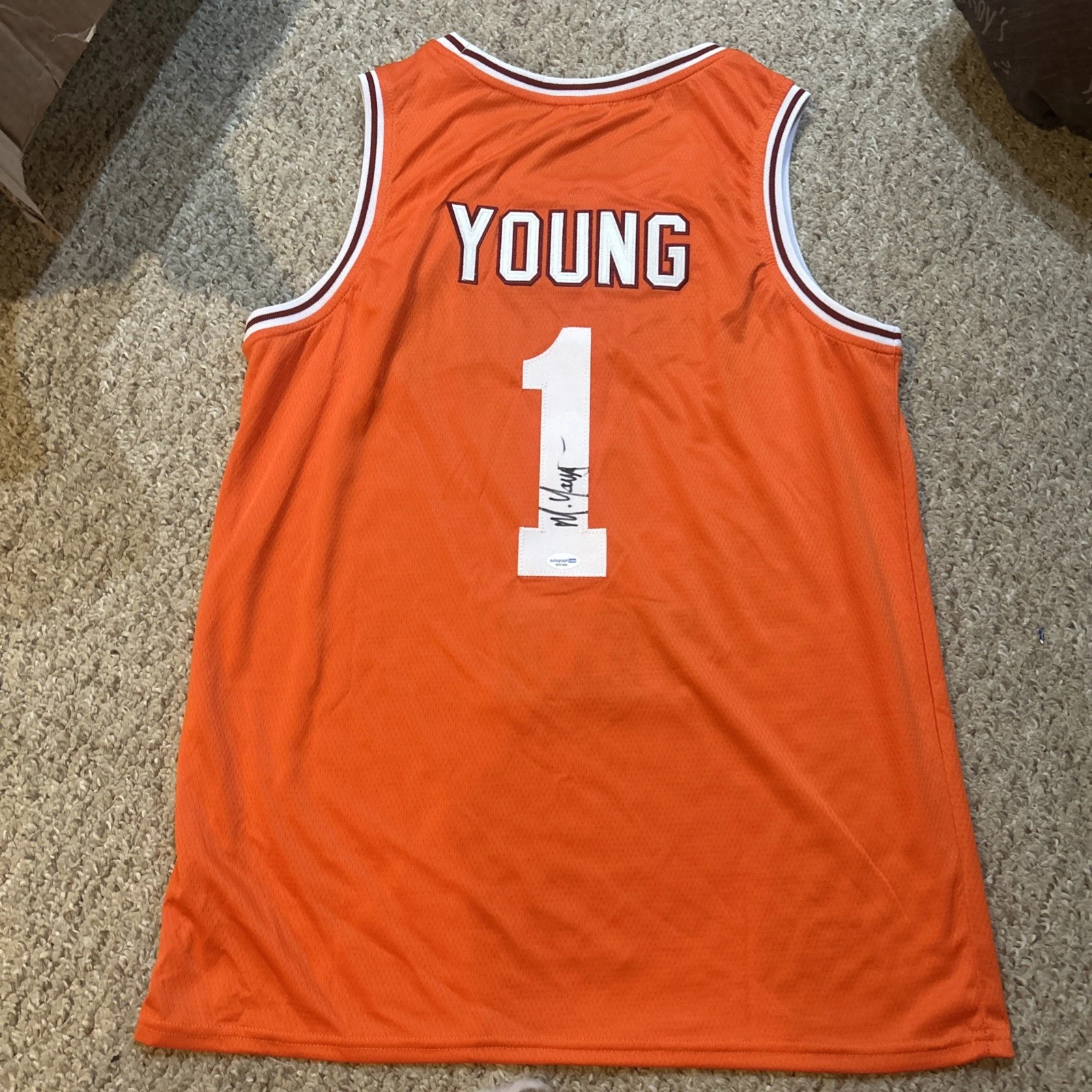 VIRGINA TECH HOKIES- MIKE YOUNG SIGNED AUTOGRAPH JERSEY ACOA BASKETBALL COACH