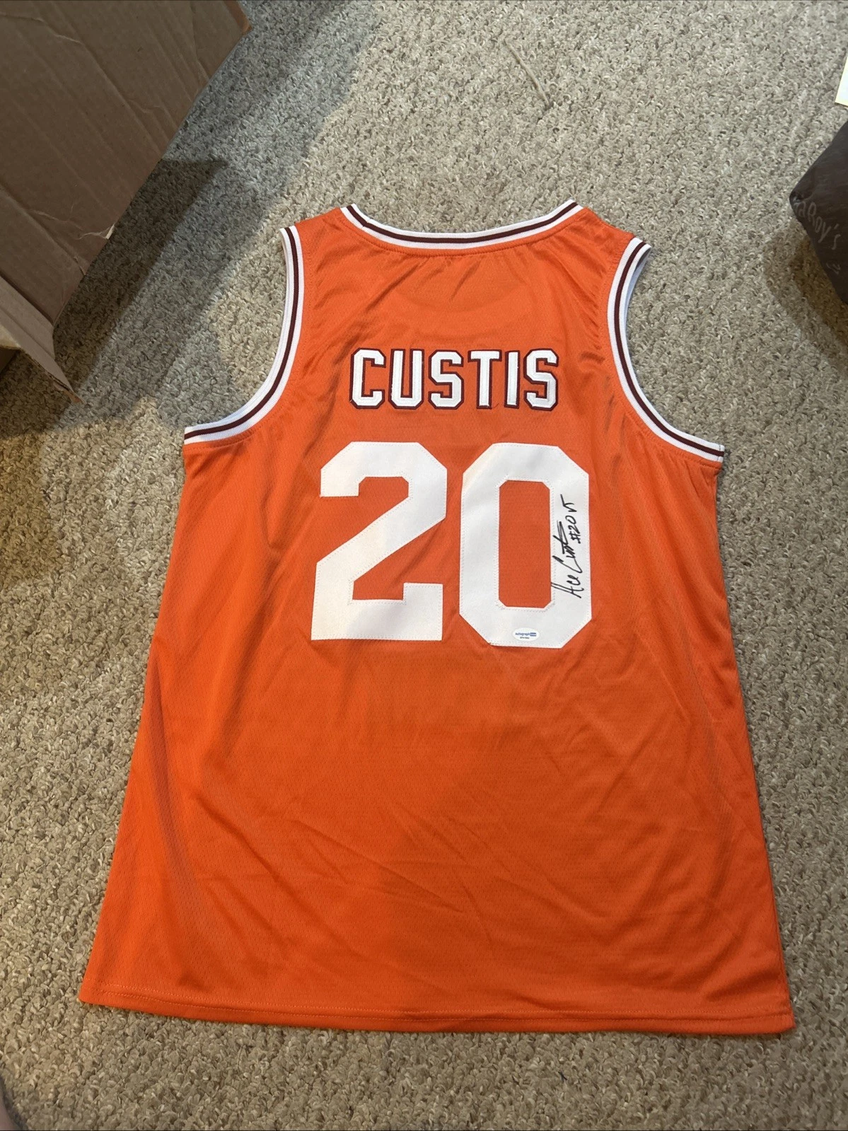 VIRGINIA TECH HOKIES- ACE CUSTIS SIGNED AUTOGRAPH JERSEY ACOA BASKETBALL
