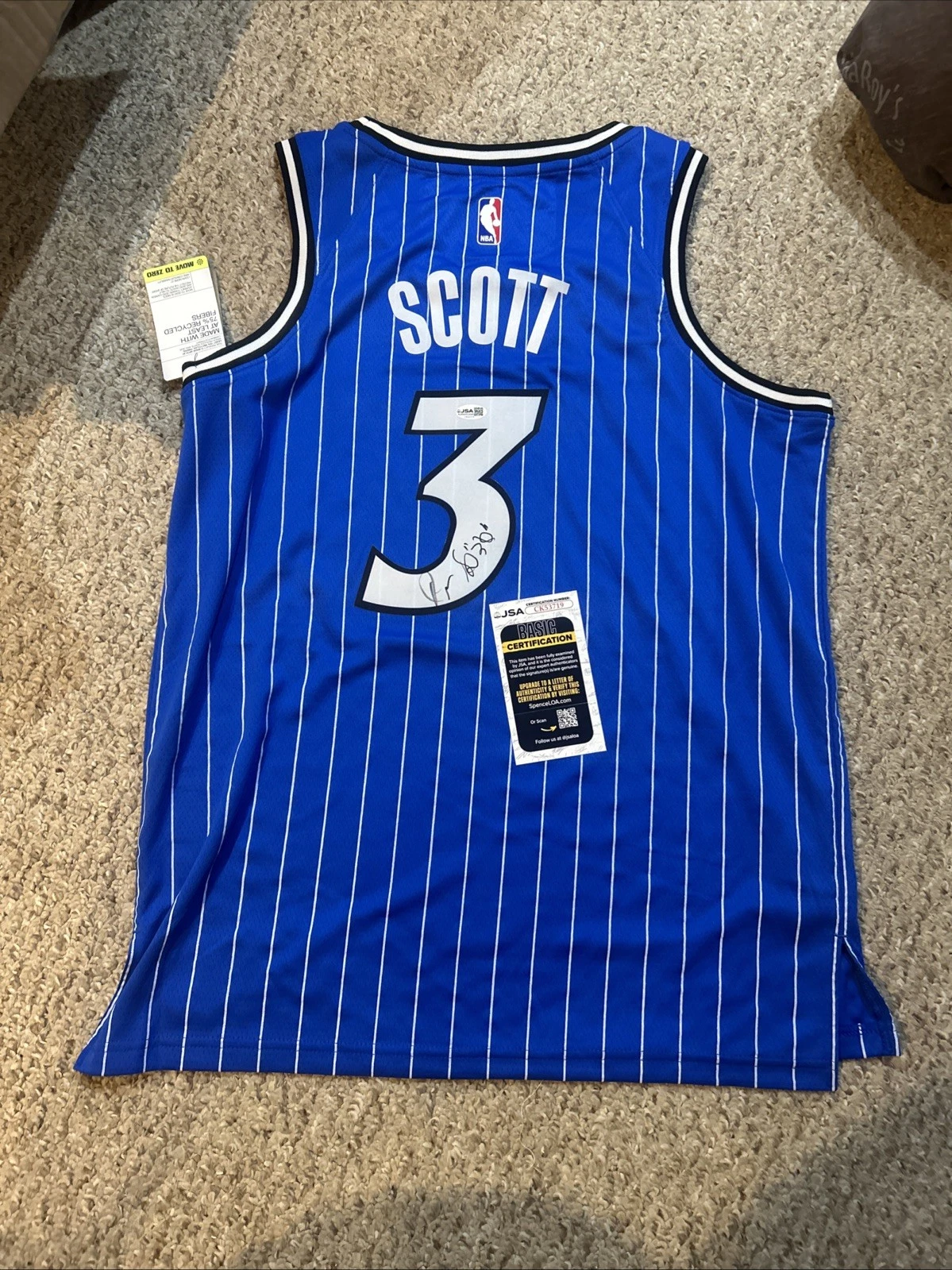 ORLANDO MAGIC- DENNIS SCOTT SIGNED AUTOGRAPH JERSEY JSA COA NBA STAR