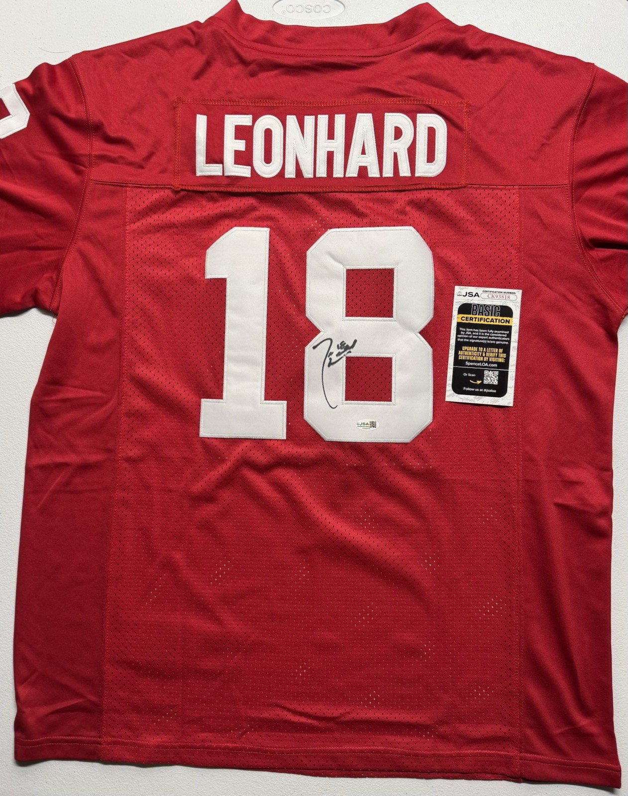 Jim Leonhard Signed Autographed Wisconsin Badgers Jersey JSA COA