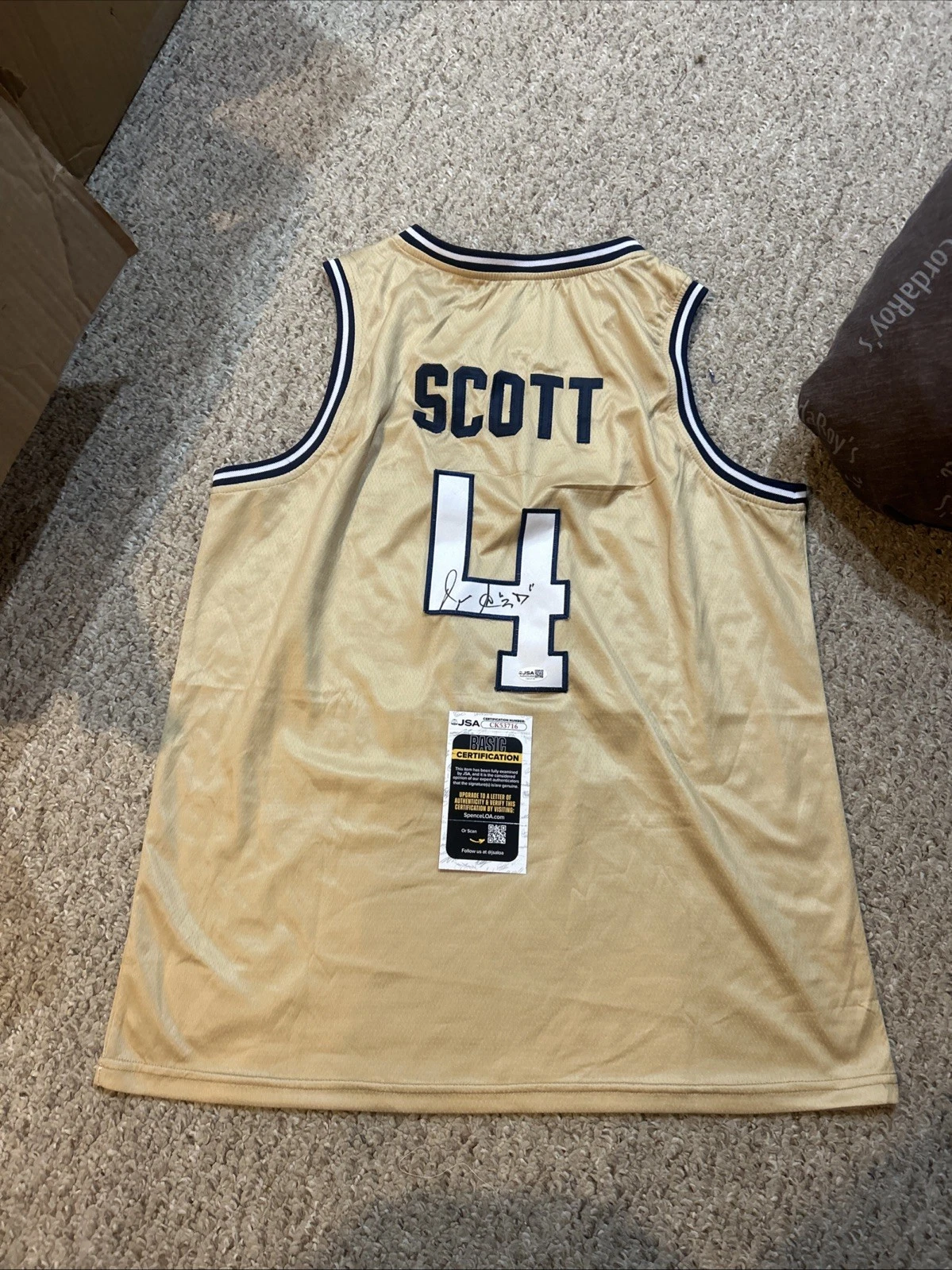 GEORGIA TECH YELLOW JACKETS- DENNIS SCOTT SIGNED AUTOGRAPH JERSEY JSA COA NBA