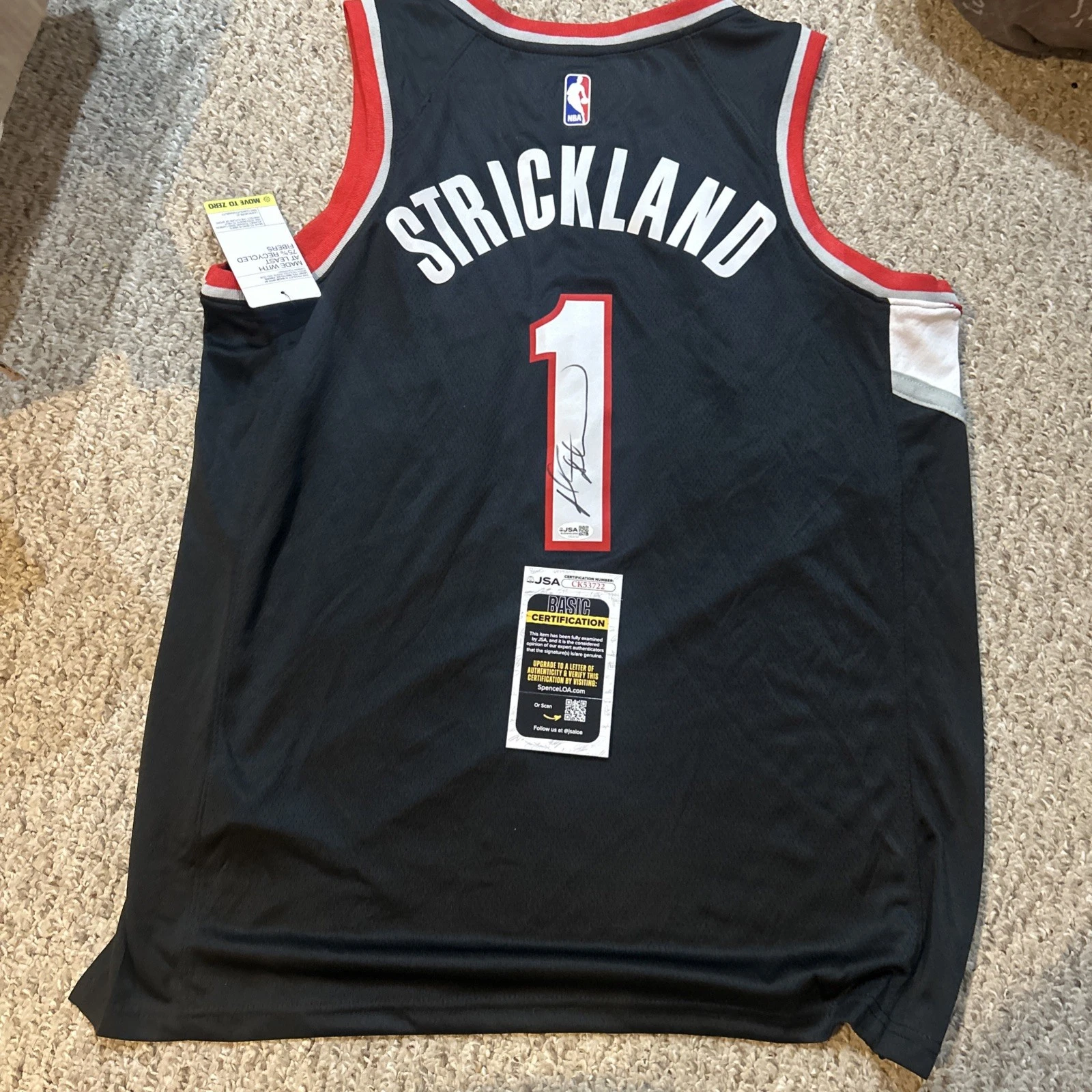 PORTLAND TRAIL BLAZERS- ROD STRICKLAND SIGNED AUTOGRAPH JERSEY JSA COA NBA STAR
