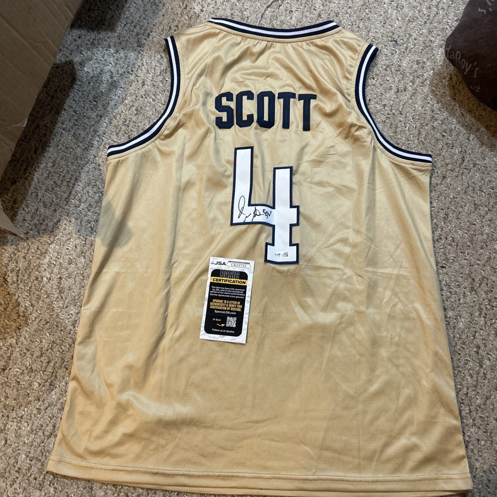GEORGIA TECH YELLOW JACKETS- DENNIS SCOTT SIGNED AUTOGRAPH JERSEY JSA COA NBA