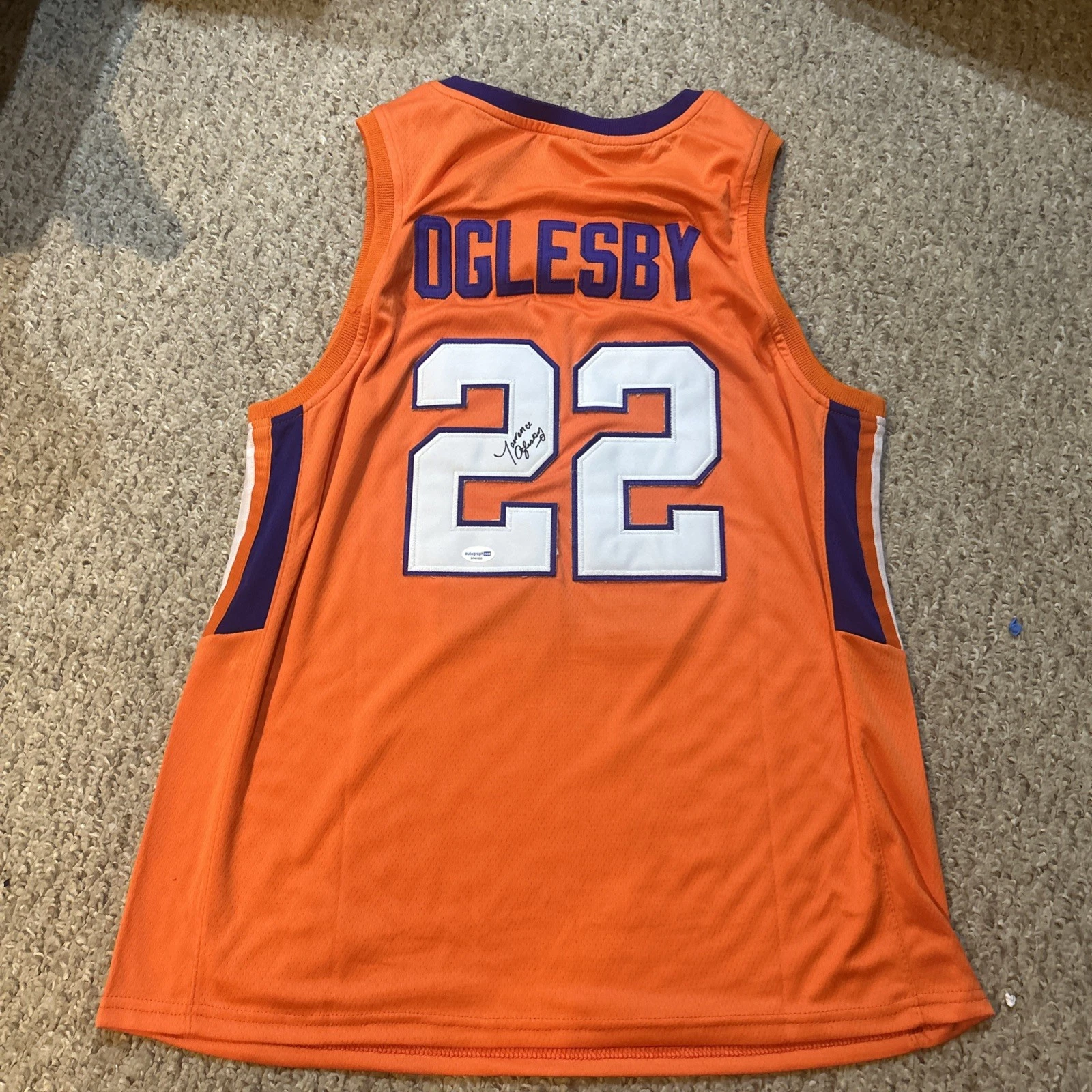 CLEMSON TIGERS- TERRENCE OGLESBY SIGNED AUTOGRAPH JERSEY ACOA BASKETBALL