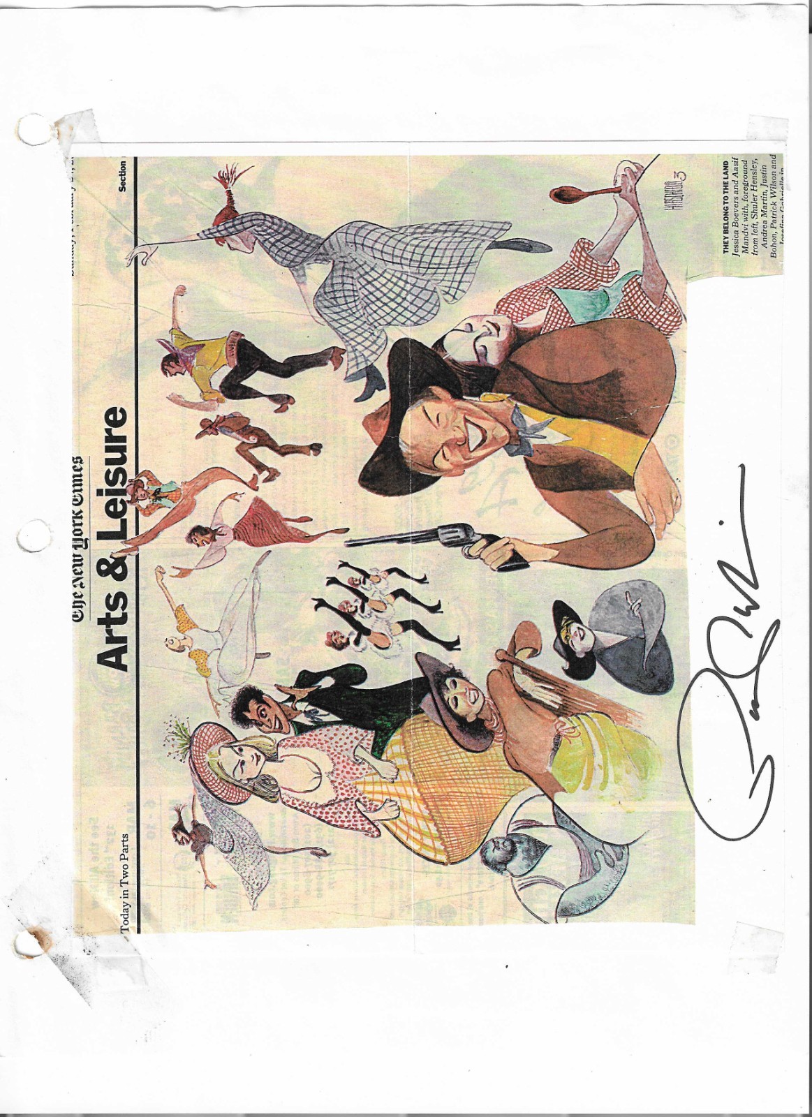 Patrick Wilson REAL hand SIGNED scrapbook page w/ index card and clipping COA
