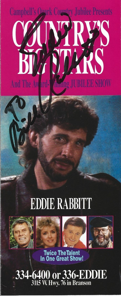 Eddie Rabbitt hand SIGNED Jubilee Show Flyer COA Autographed Elvis Songwriter