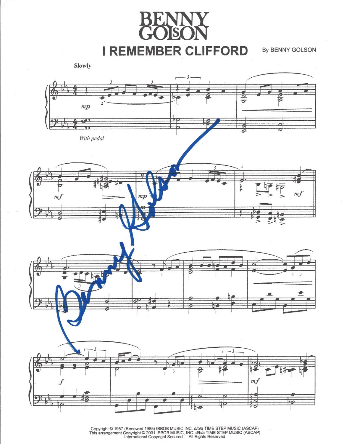 Benny Golson SIGNED I Remember Clifford Sheet Music COA Autograph Hanks Terminal