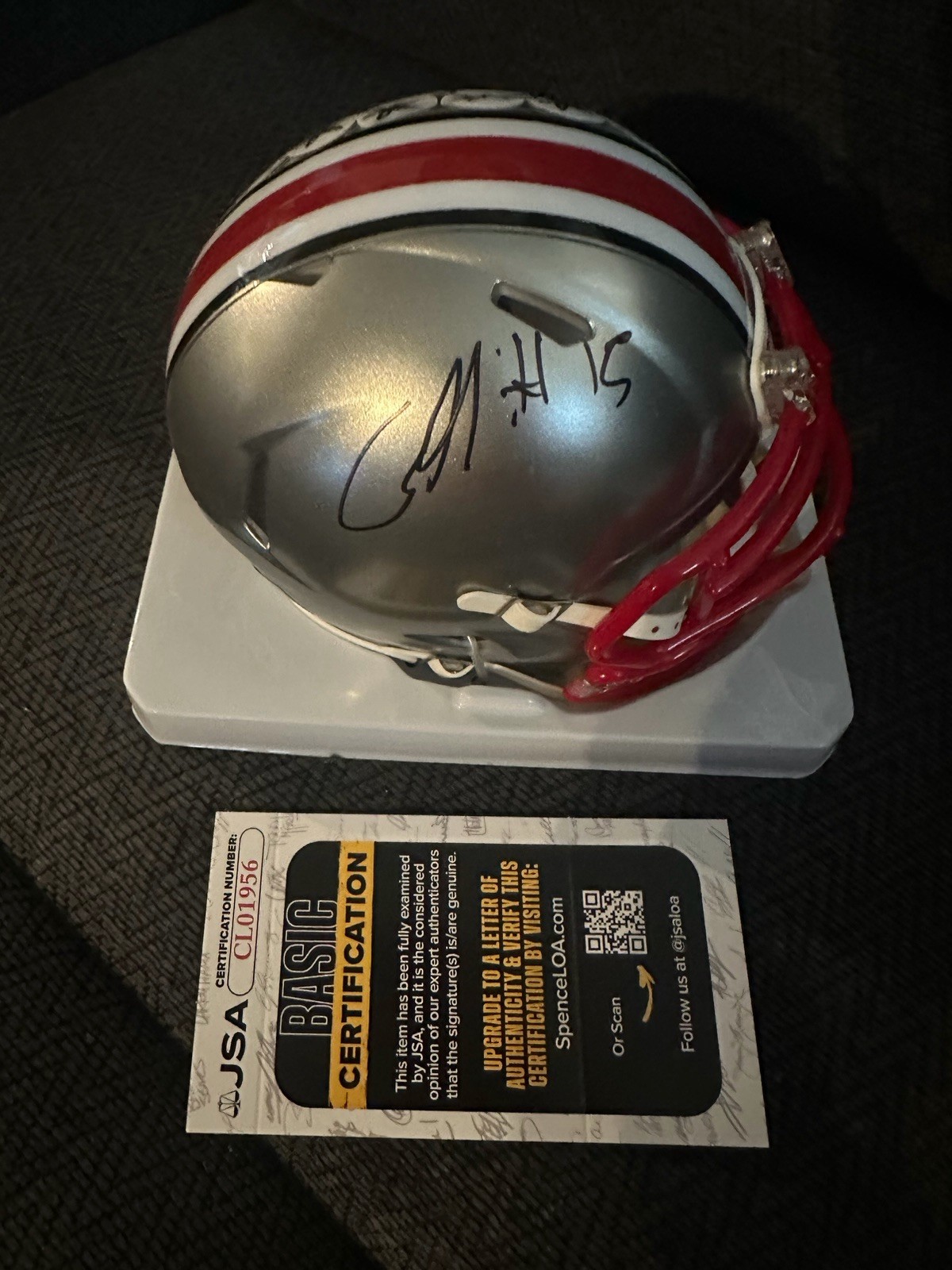 Chris Henry Jr Signed Mini Helmet Ohio State Buckeyes JSA Authentication COA