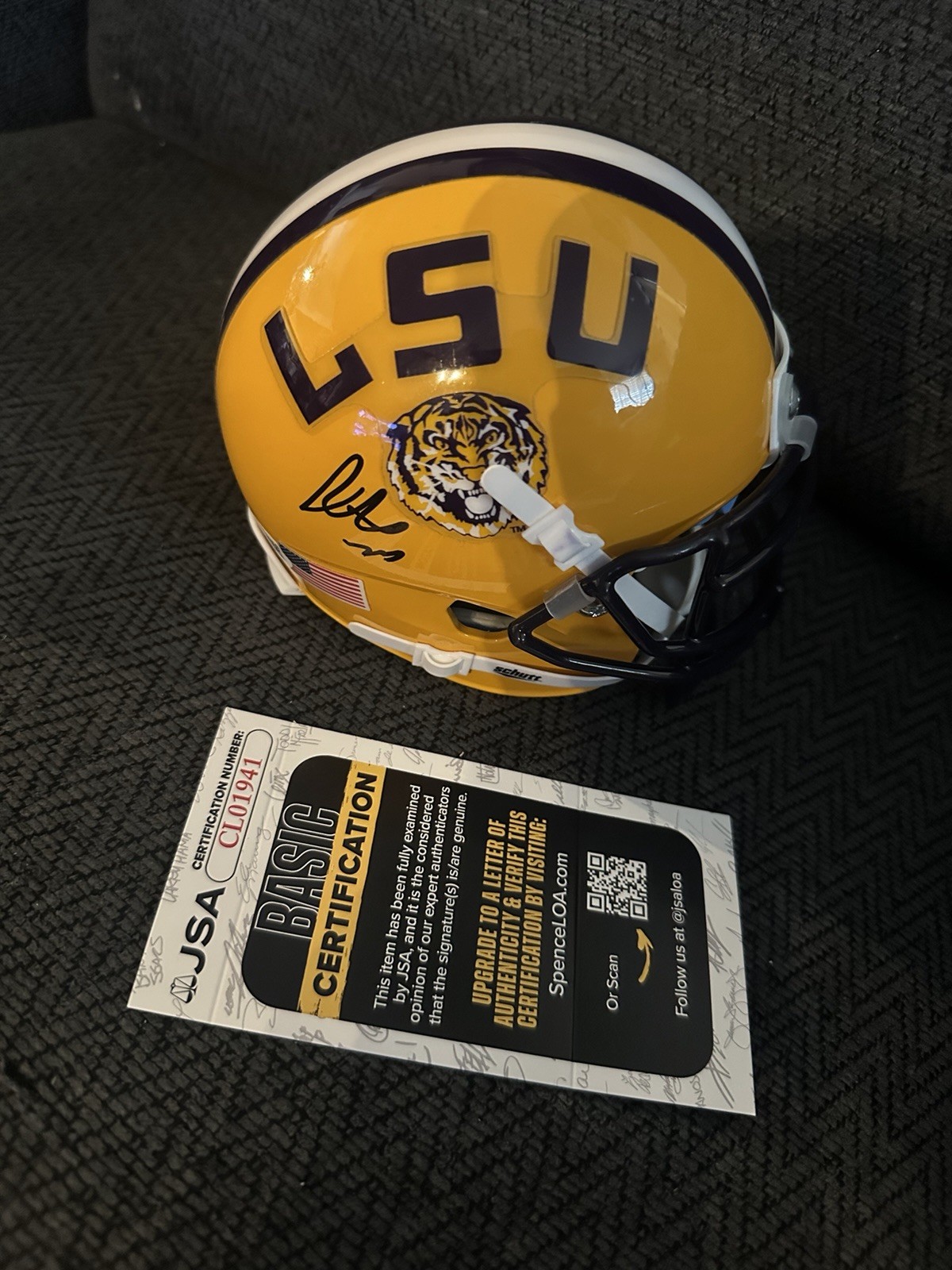Andrew Whitworth Signed Mini Helmet LSU Tigers JSA Authentication COA