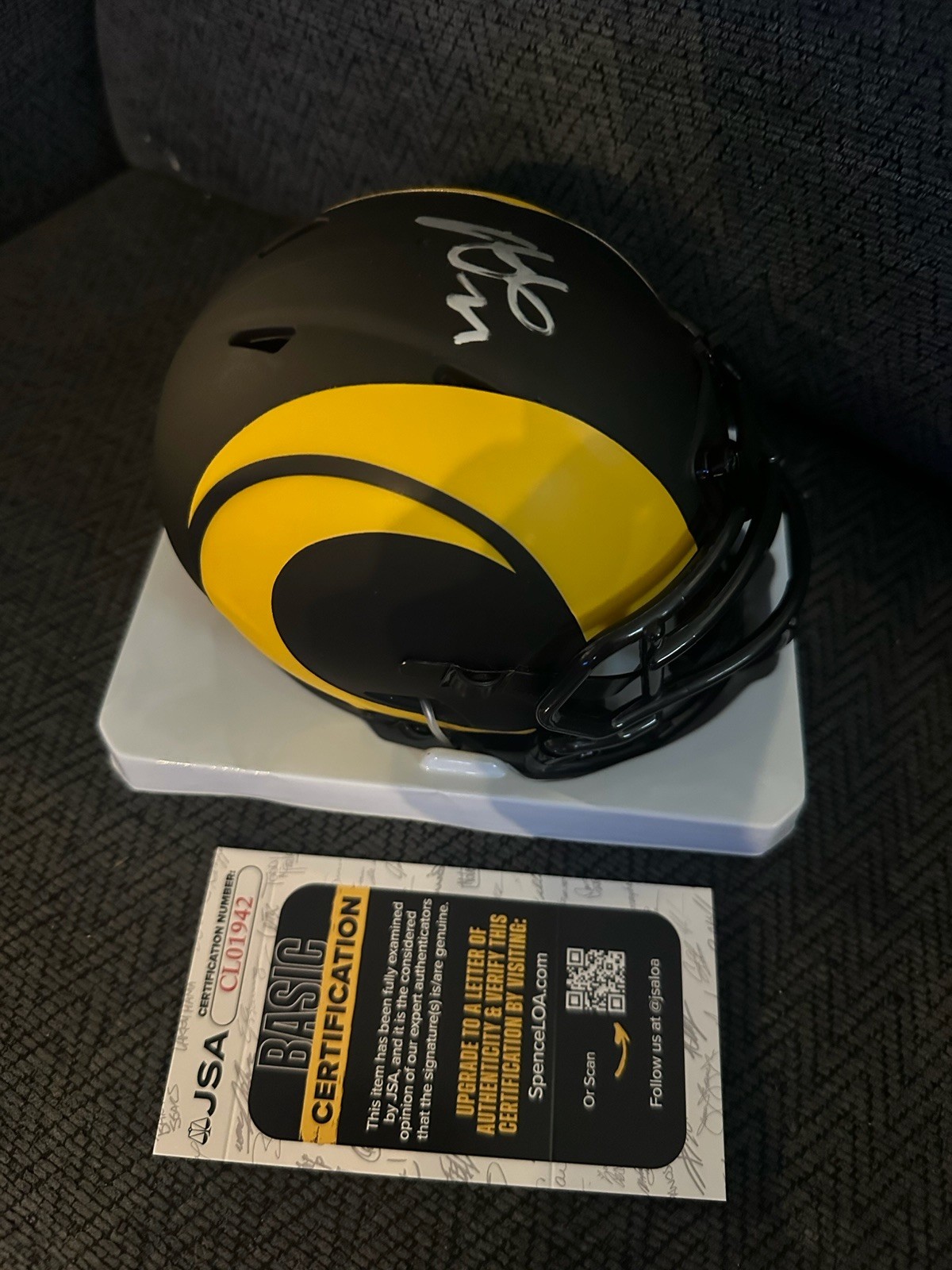 Andrew Whitworth Signed Mini Helmet LSU Tigers JSA Authentication COA LA Rams