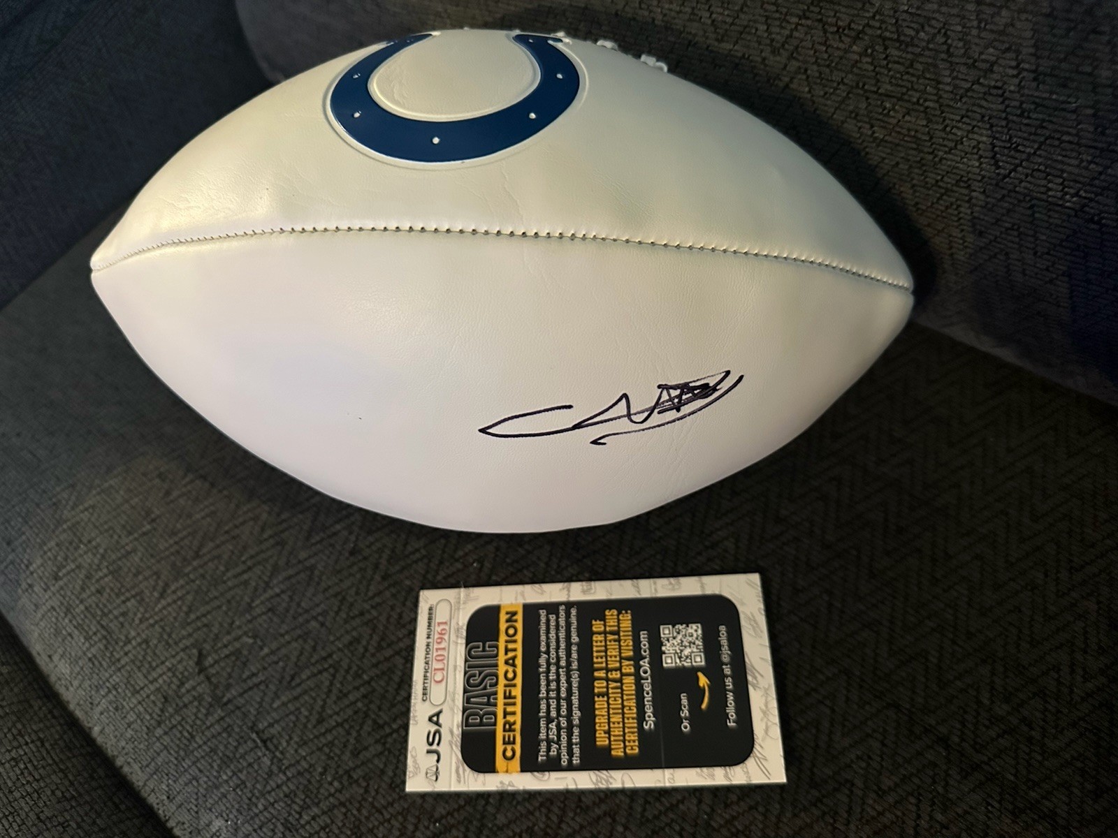 Carlie Irsay Gordon Signed Indianapolis Colts Football JSA Authentication COA